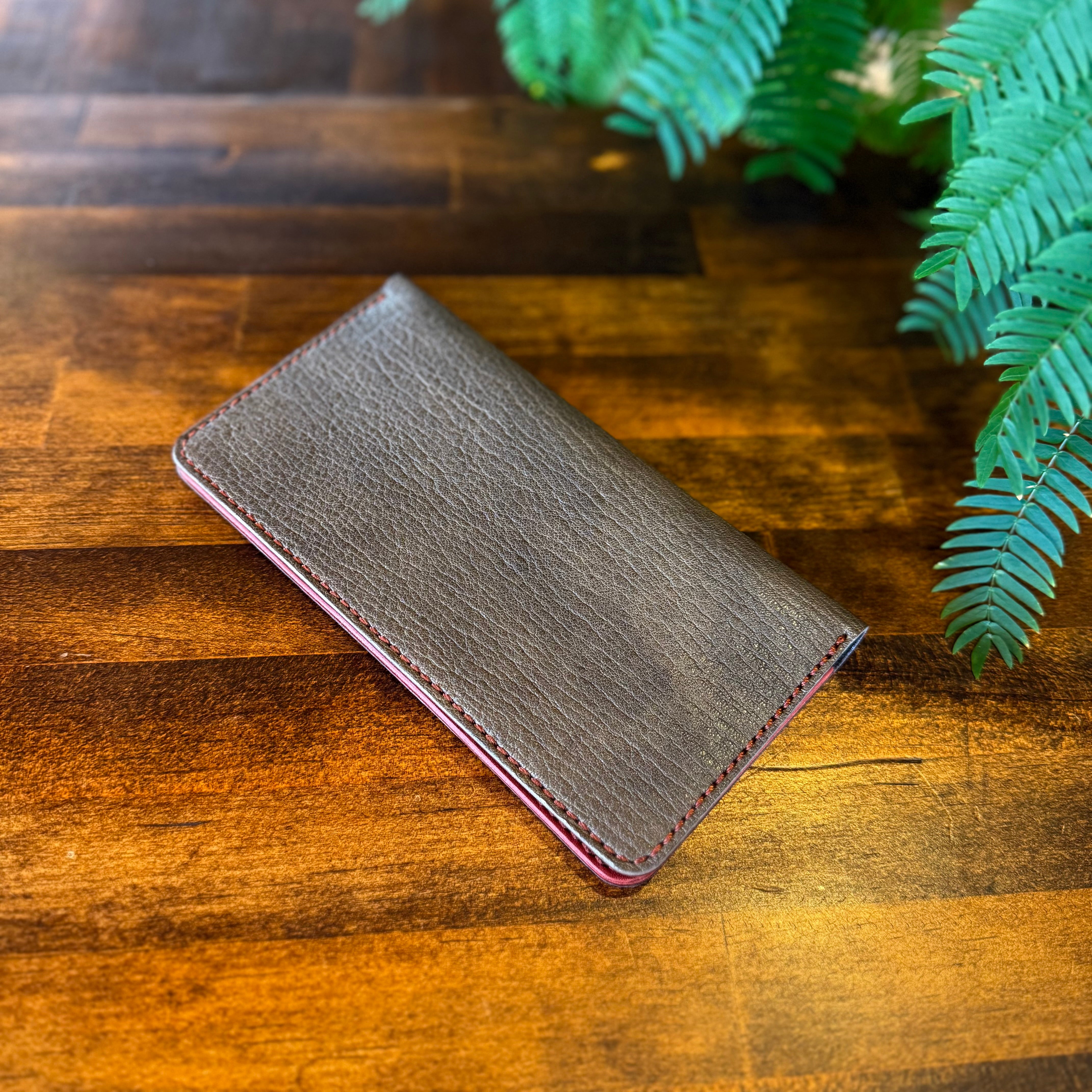 【屋久鹿革】スマートウォレット(カーキ×ワイン)