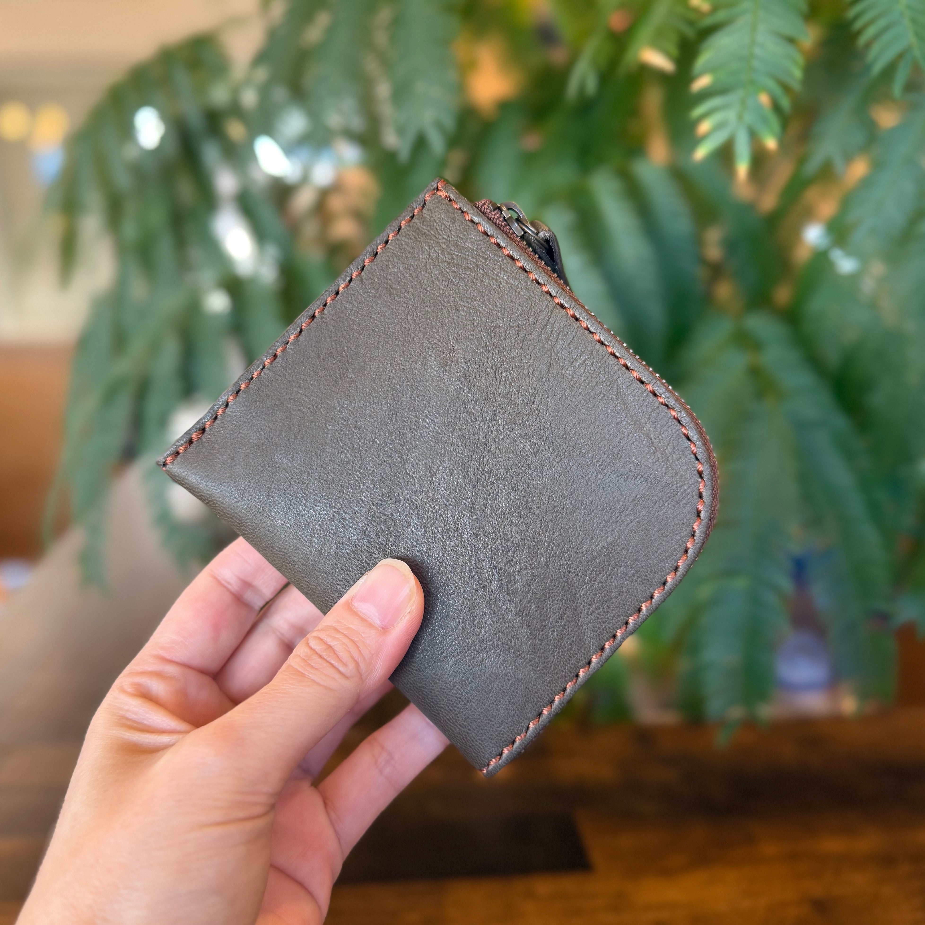 【屋久鹿革】島財布・カーキ