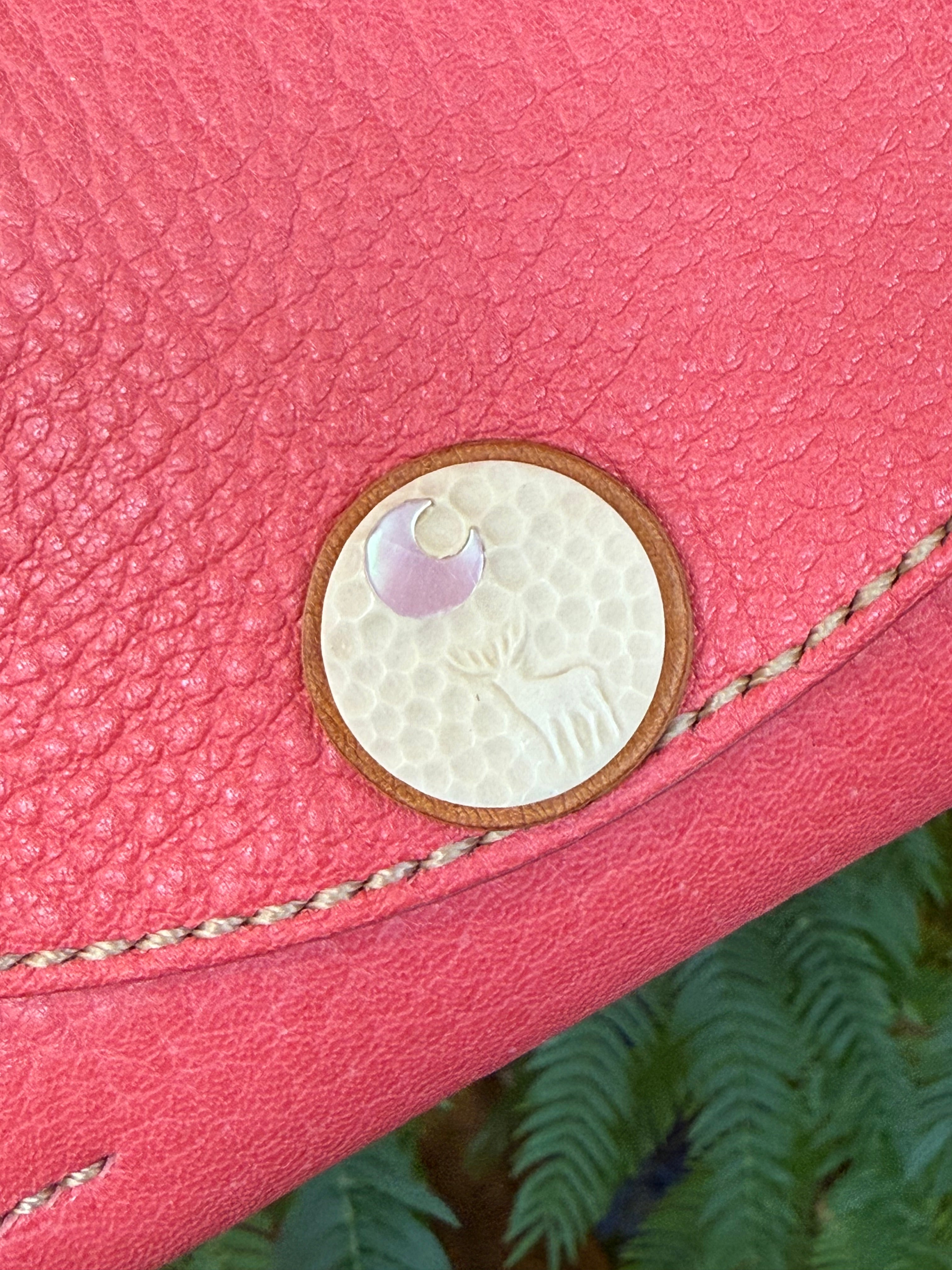 【屋久鹿革】ヤクシカと三日月のロングウォレット(桜)