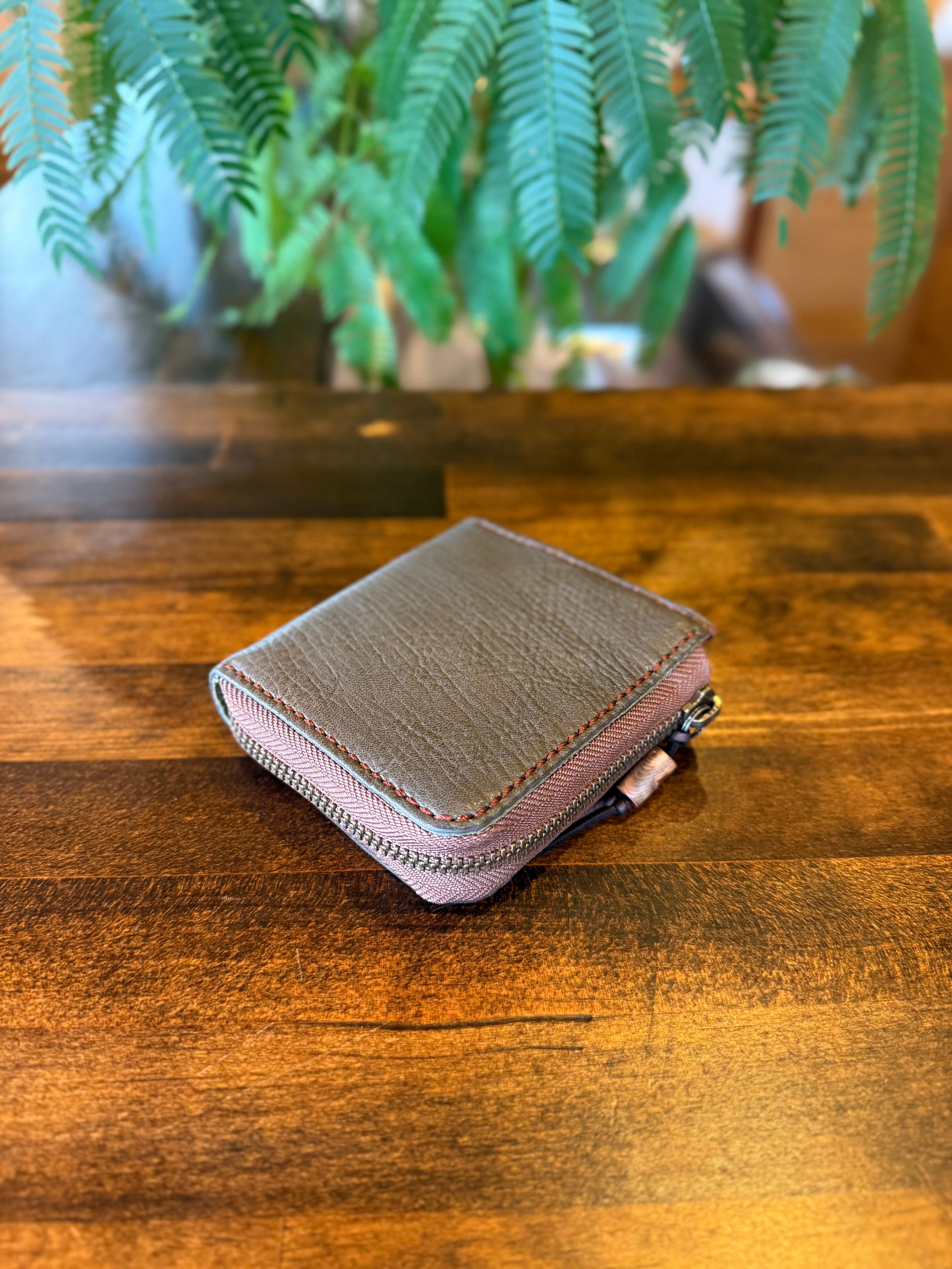 【屋久鹿革】究極の島財布(カーキ)