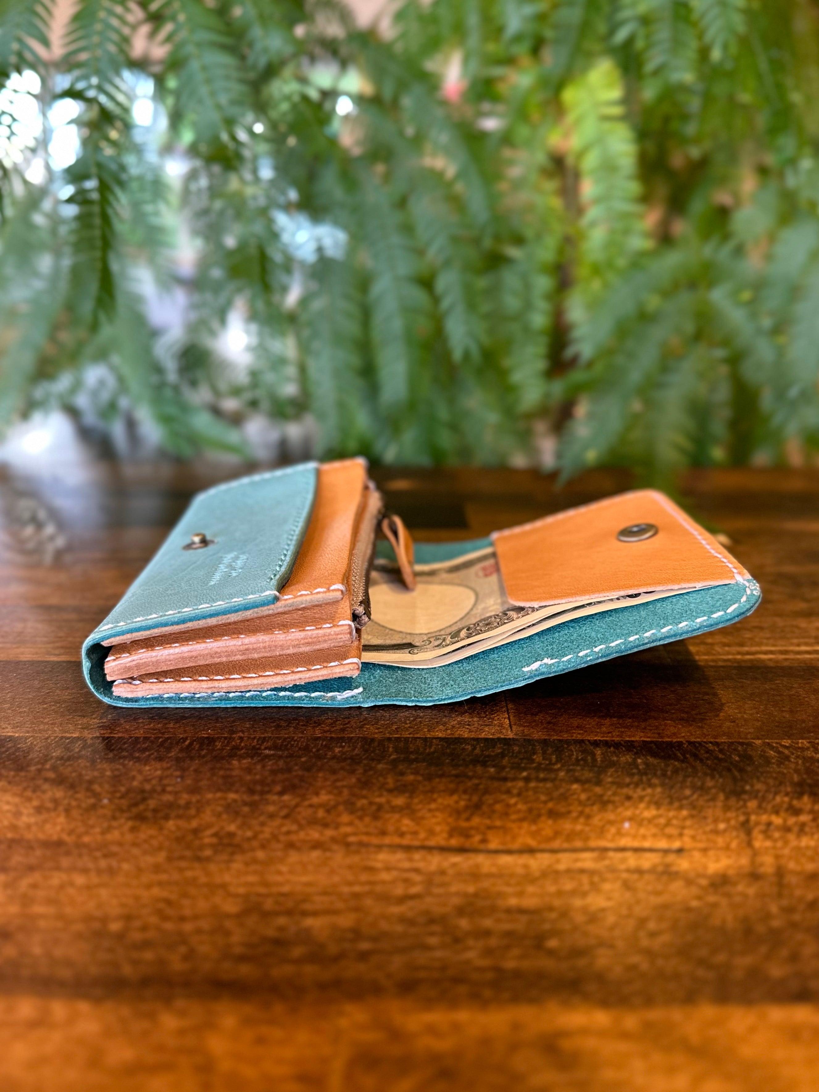 【屋久鹿革】こぢんまり財布(ターコイズ)