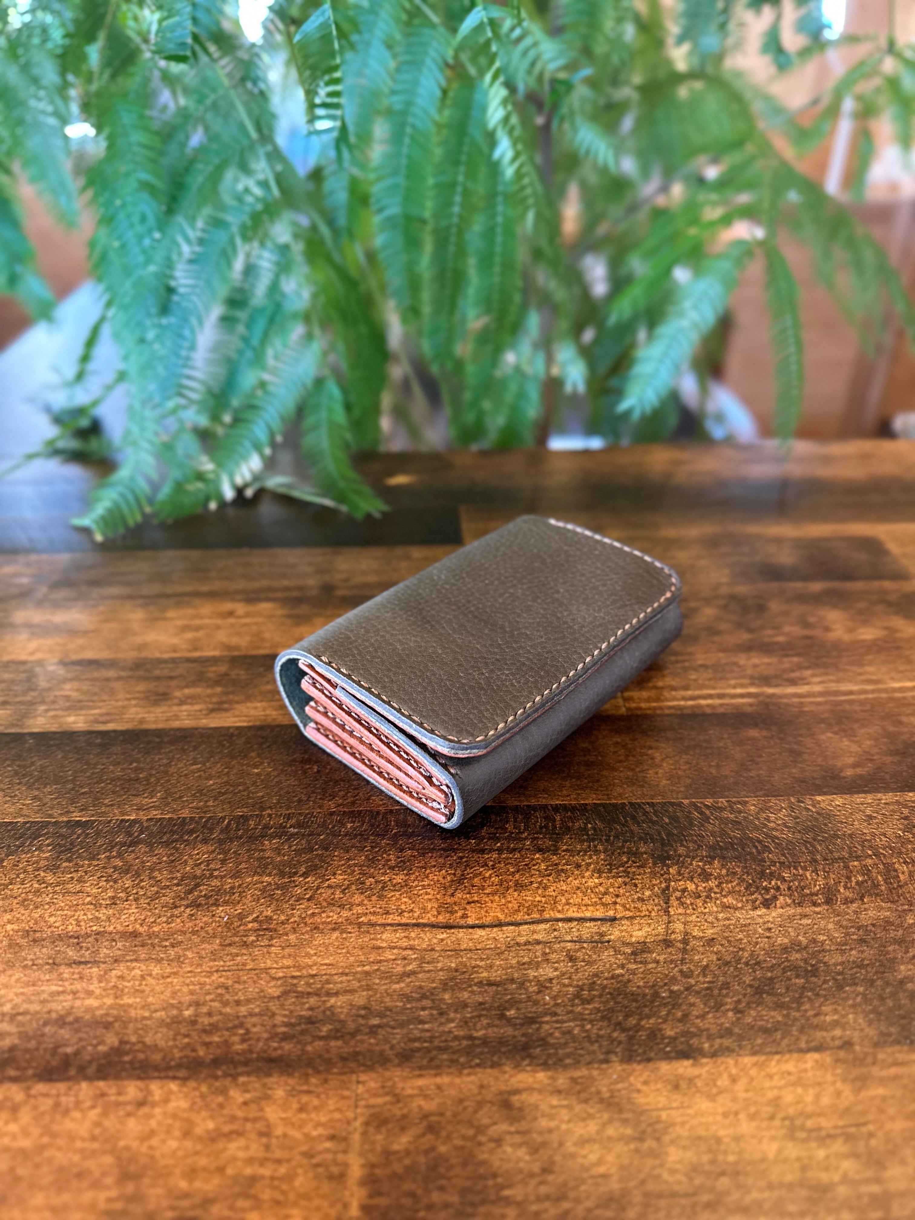 【屋久鹿革】こぢんまり財布(カーキ)