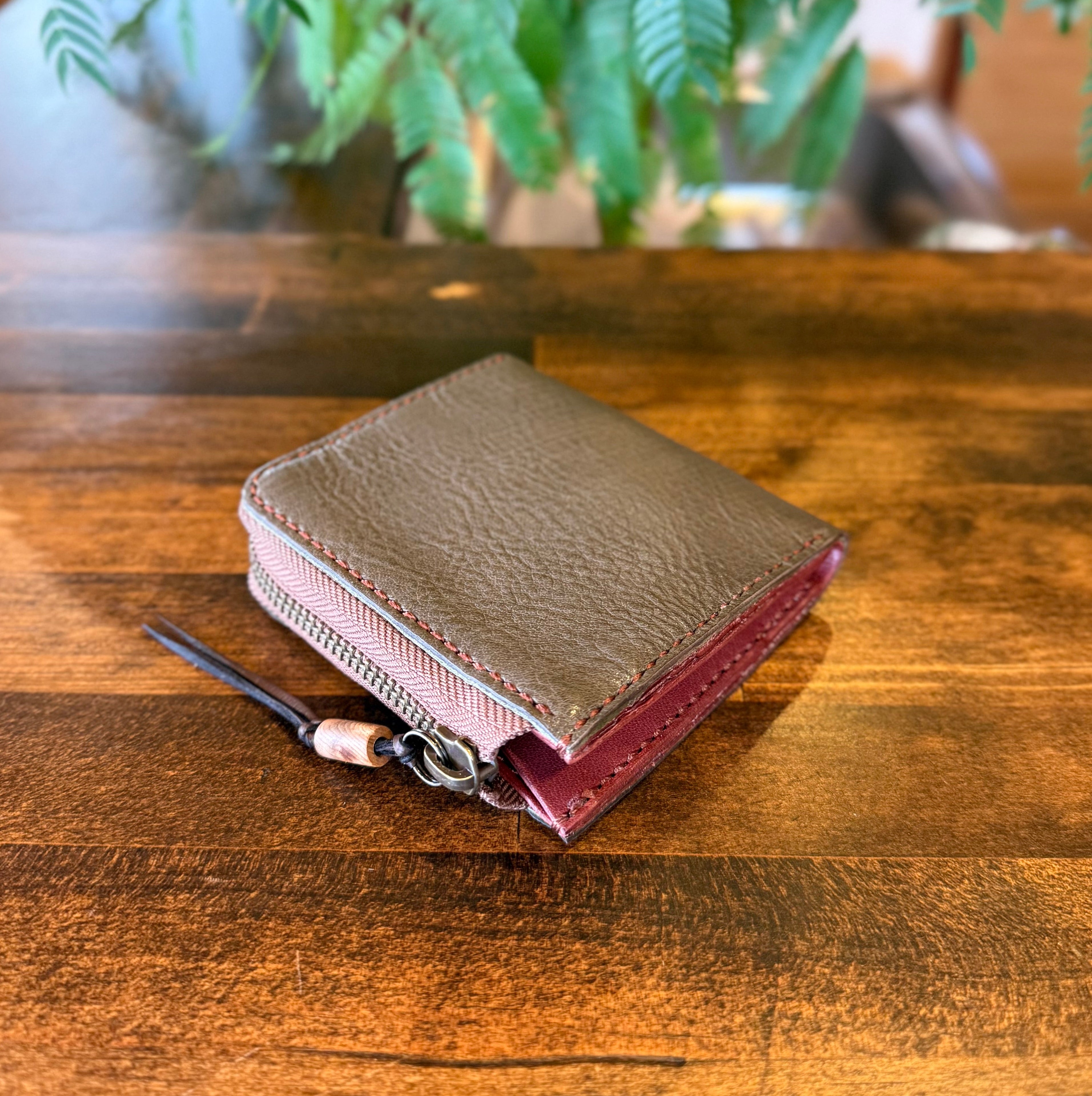 【屋久鹿革】究極の島財布/カーキ