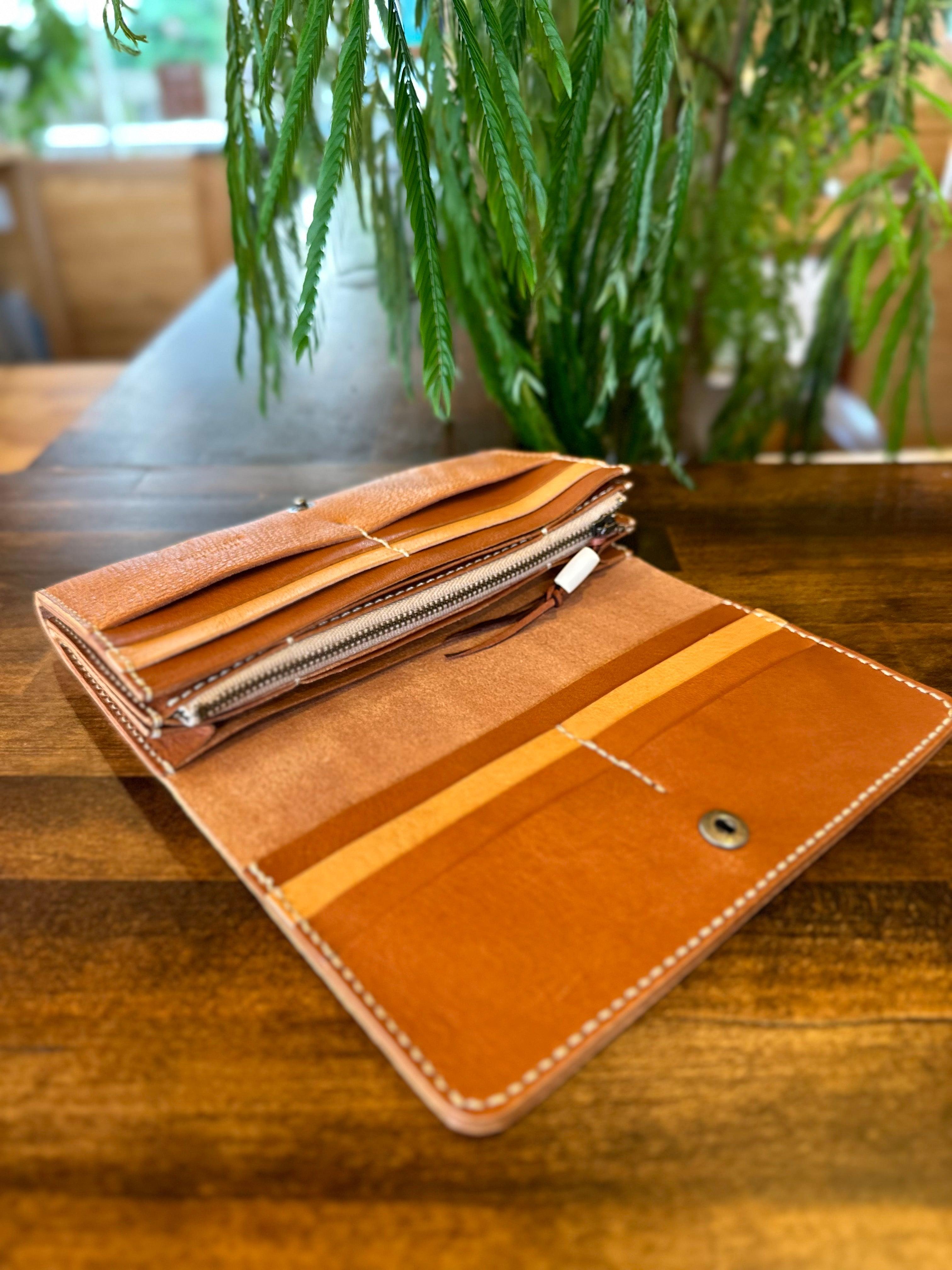 【屋久鹿革】『島の土色』長財布【受注生産】