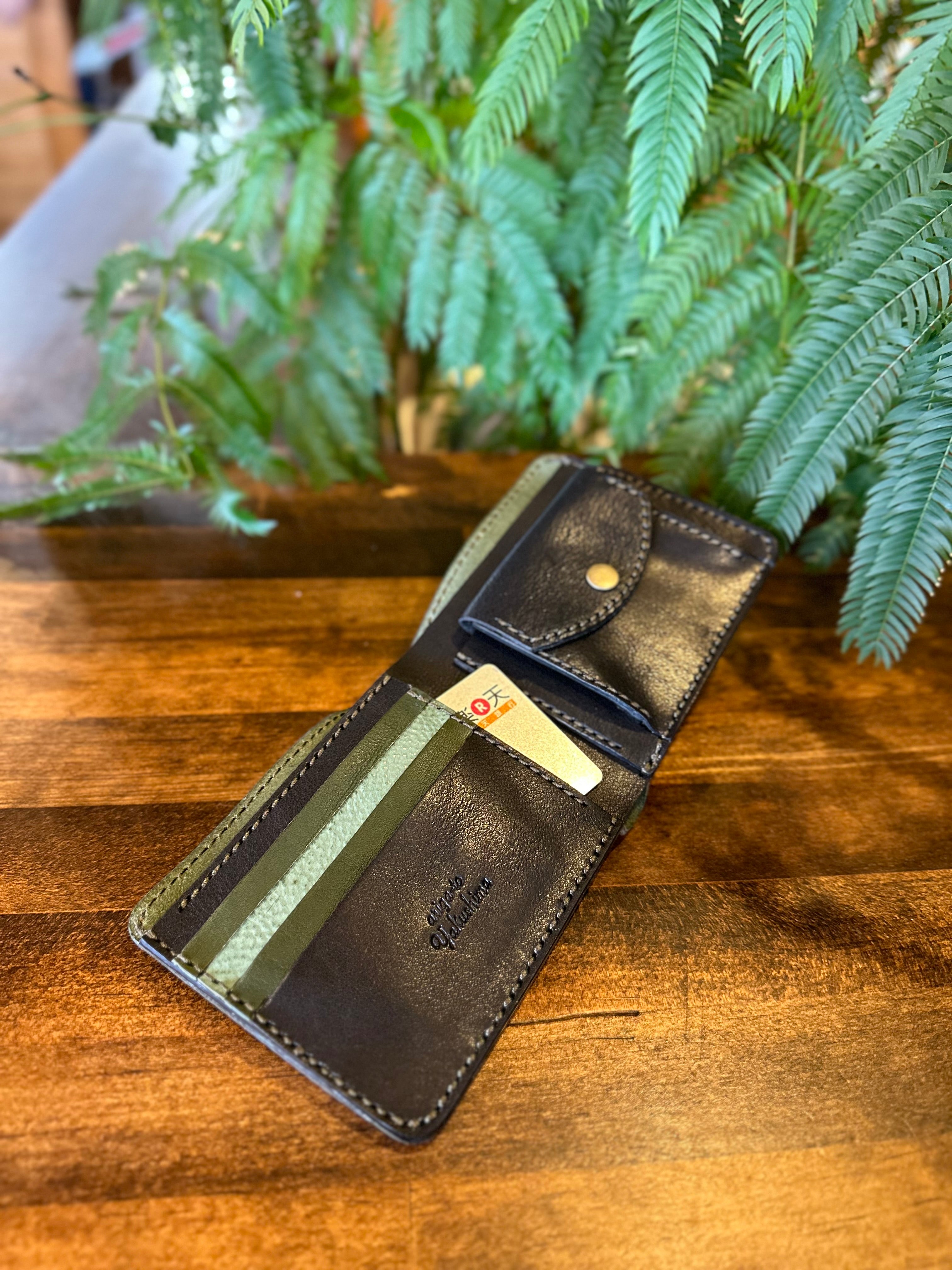 【屋久鹿革】二つ折り財布(夜森)