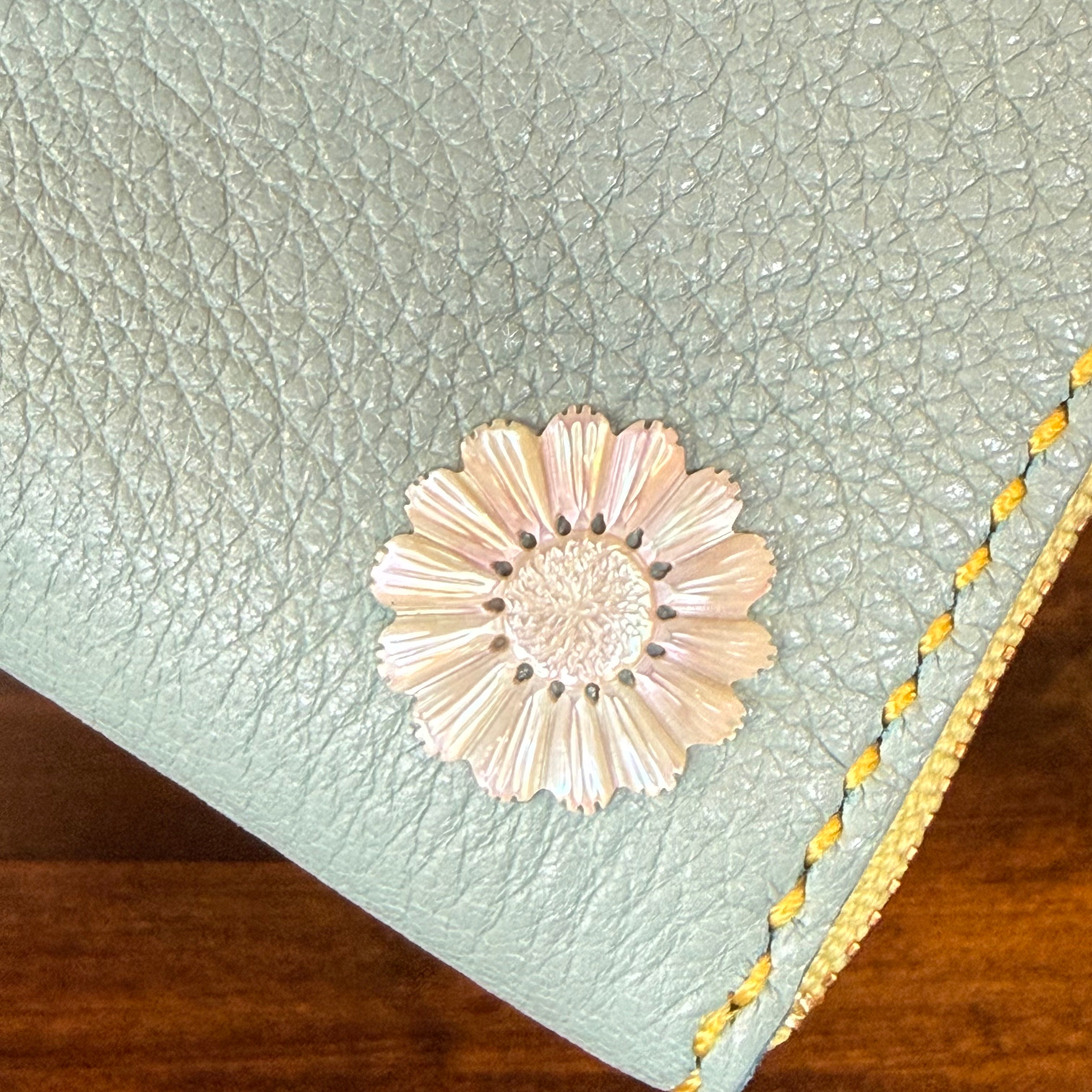 【屋久鹿革】島財布セミロング(ターコイズ)