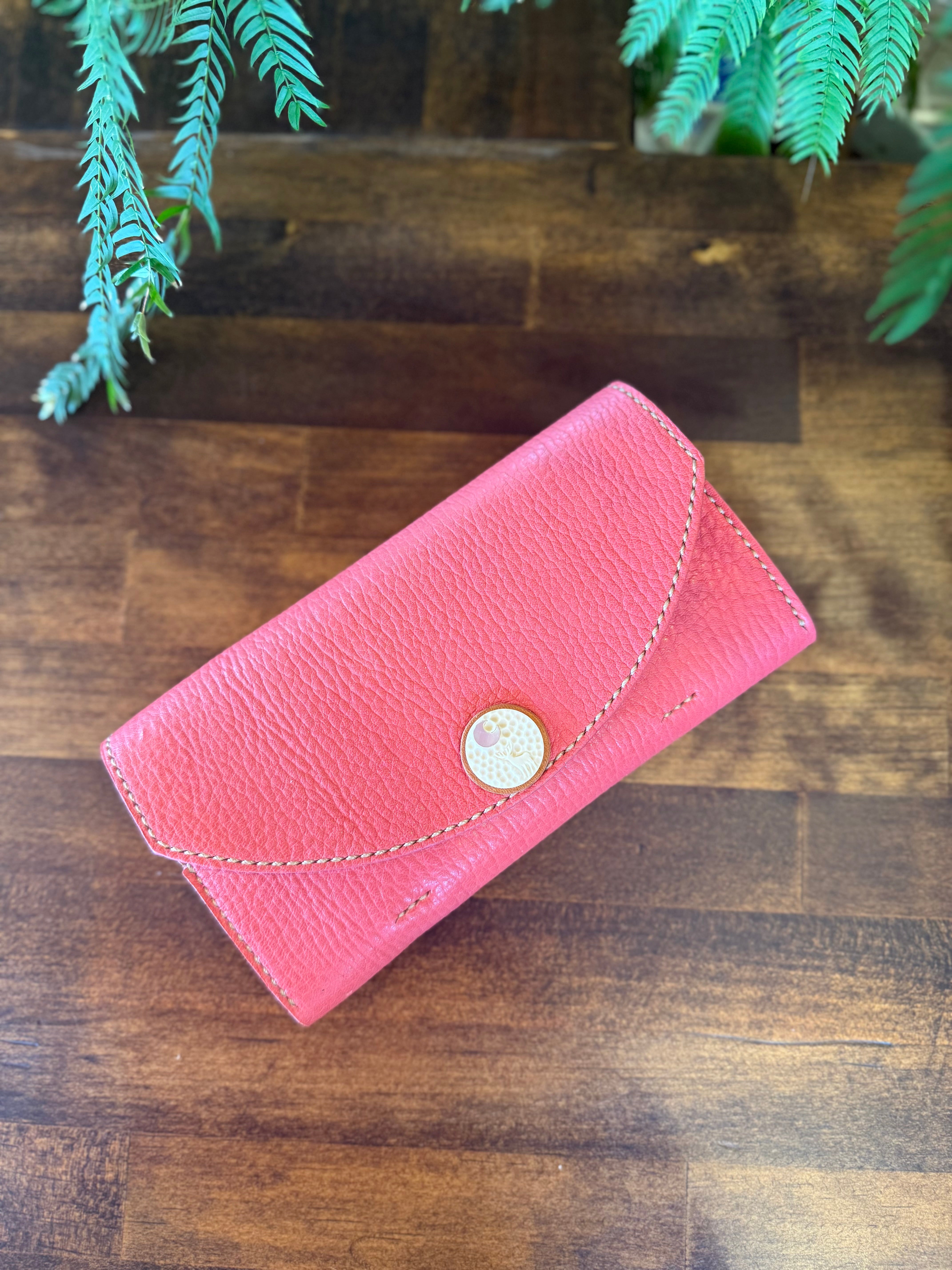 【屋久鹿革】ヤクシカと三日月のロングウォレット(桜)