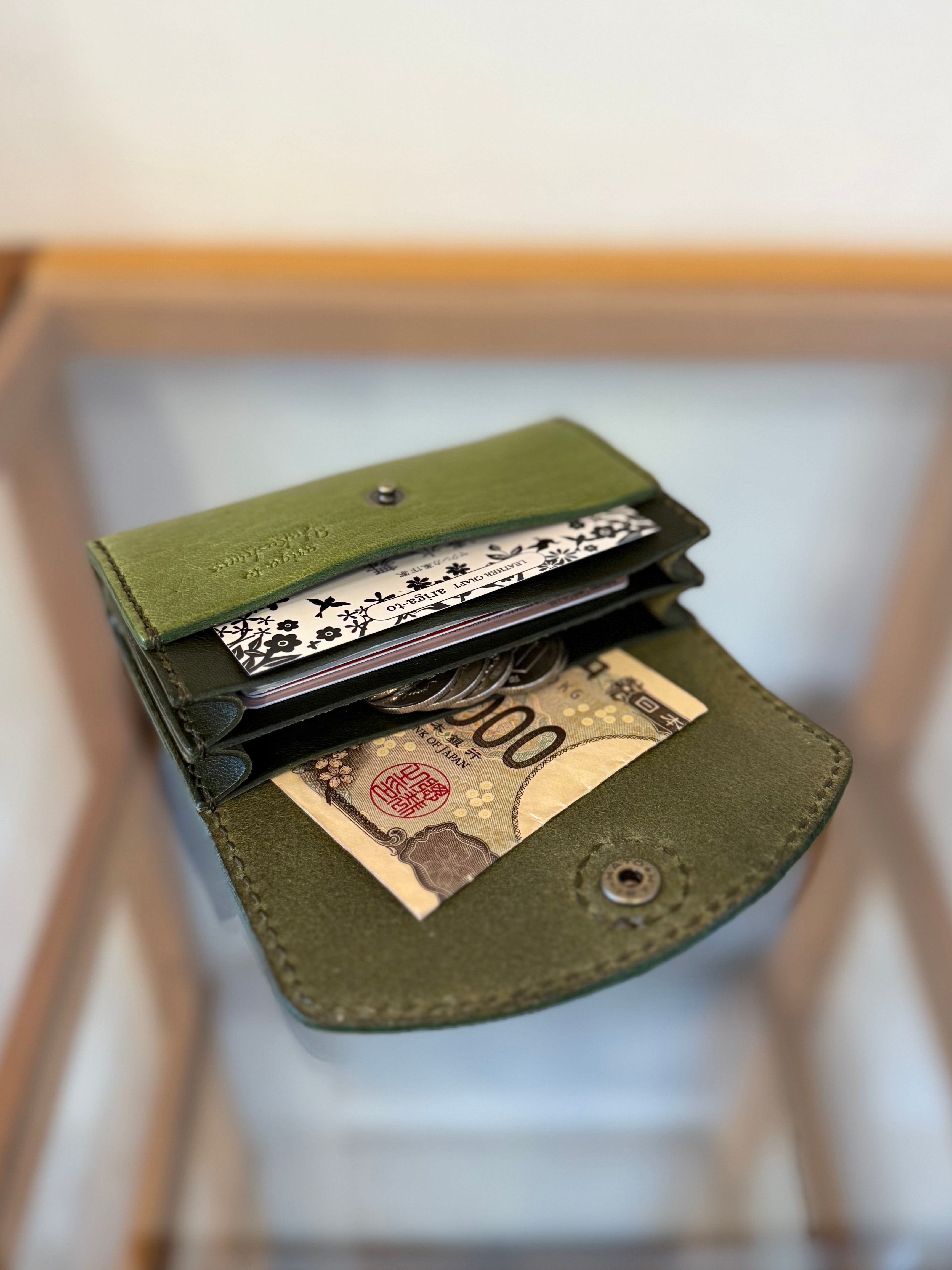 【屋久鹿革】おさいふ名刺入れ (屋久杉×夜光貝)