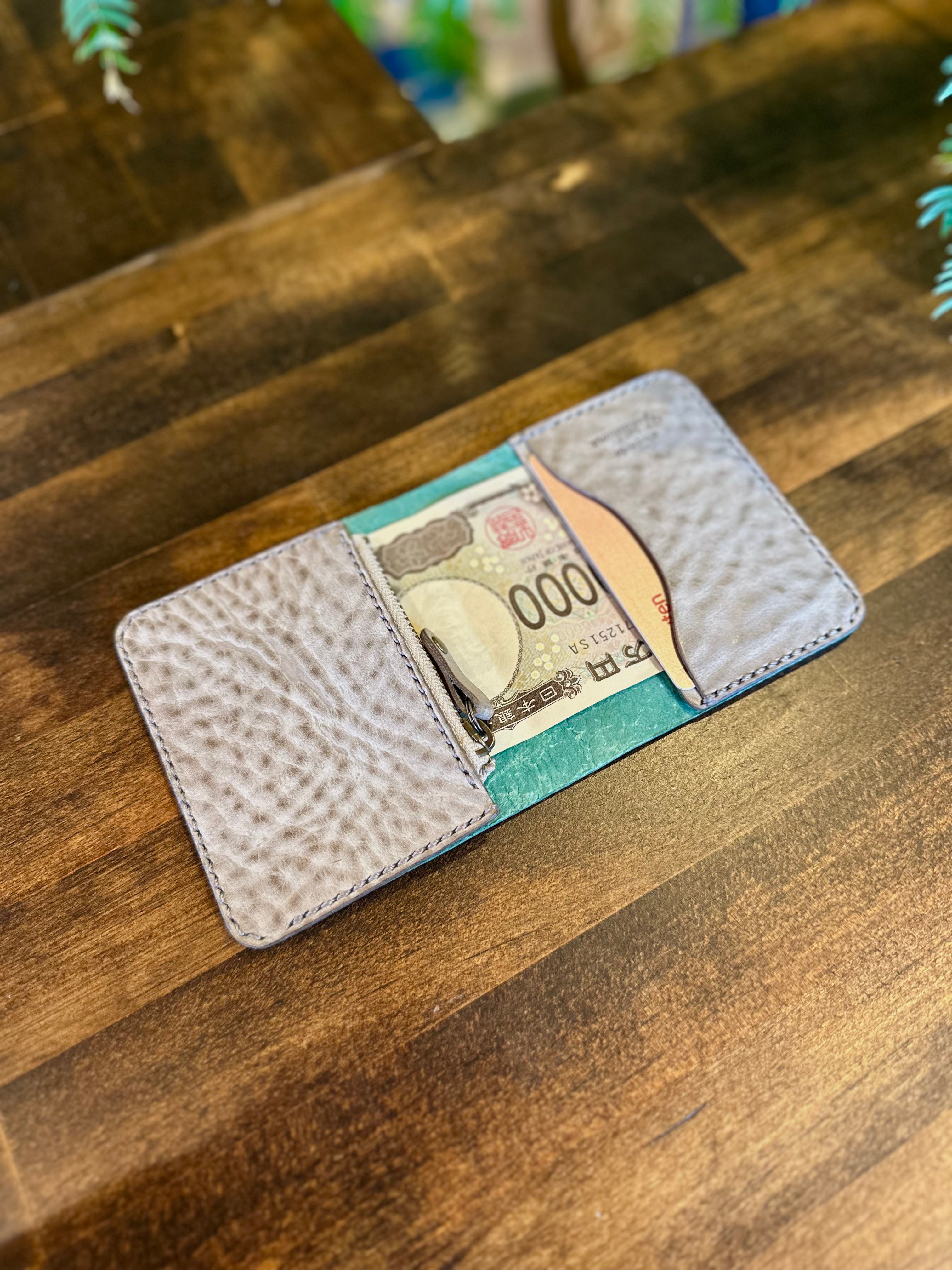 【屋久鹿革】家計管理Wallet(ターコイズ)