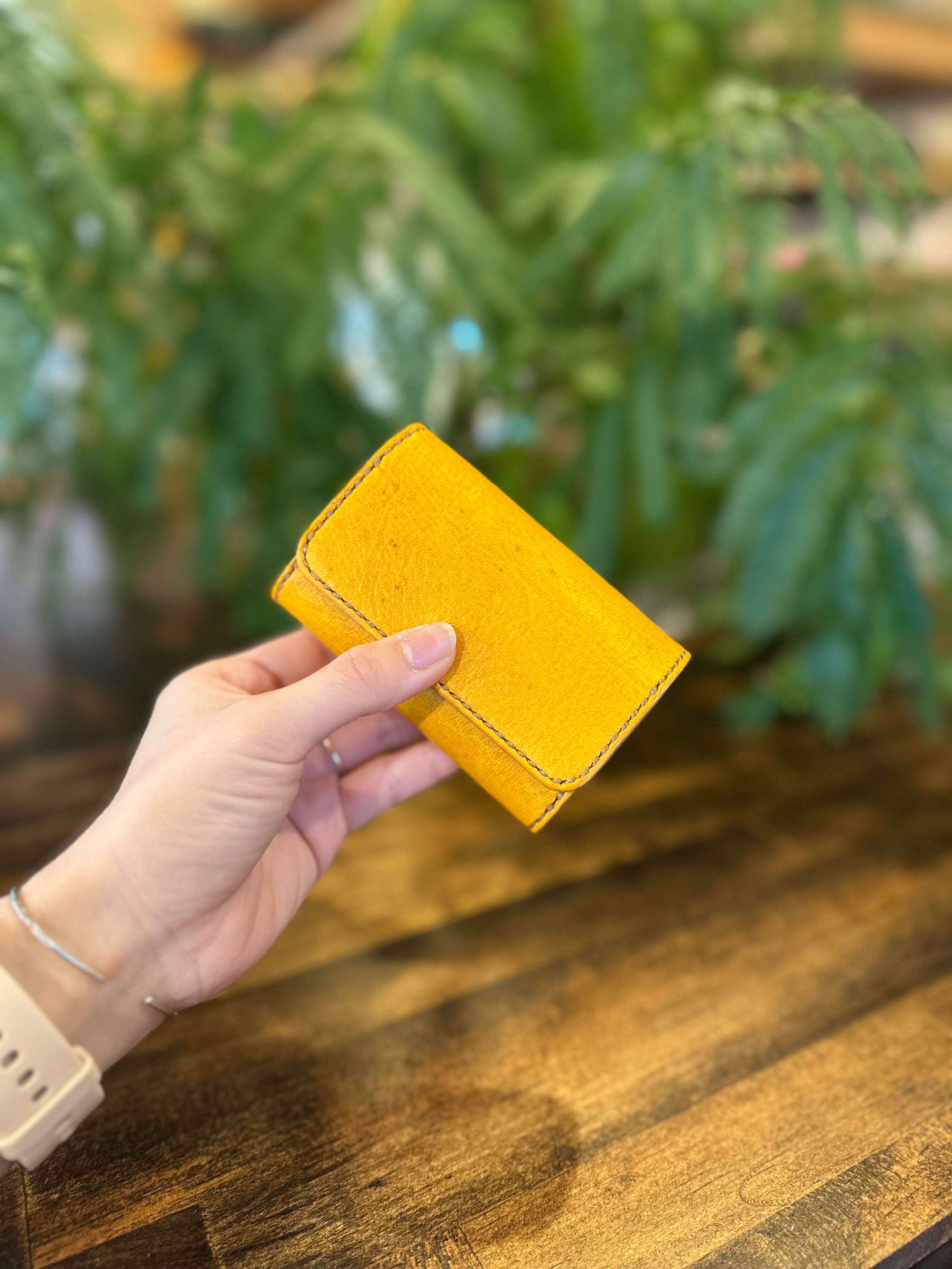 【屋久鹿革】おさいふキーケース・イエロー
