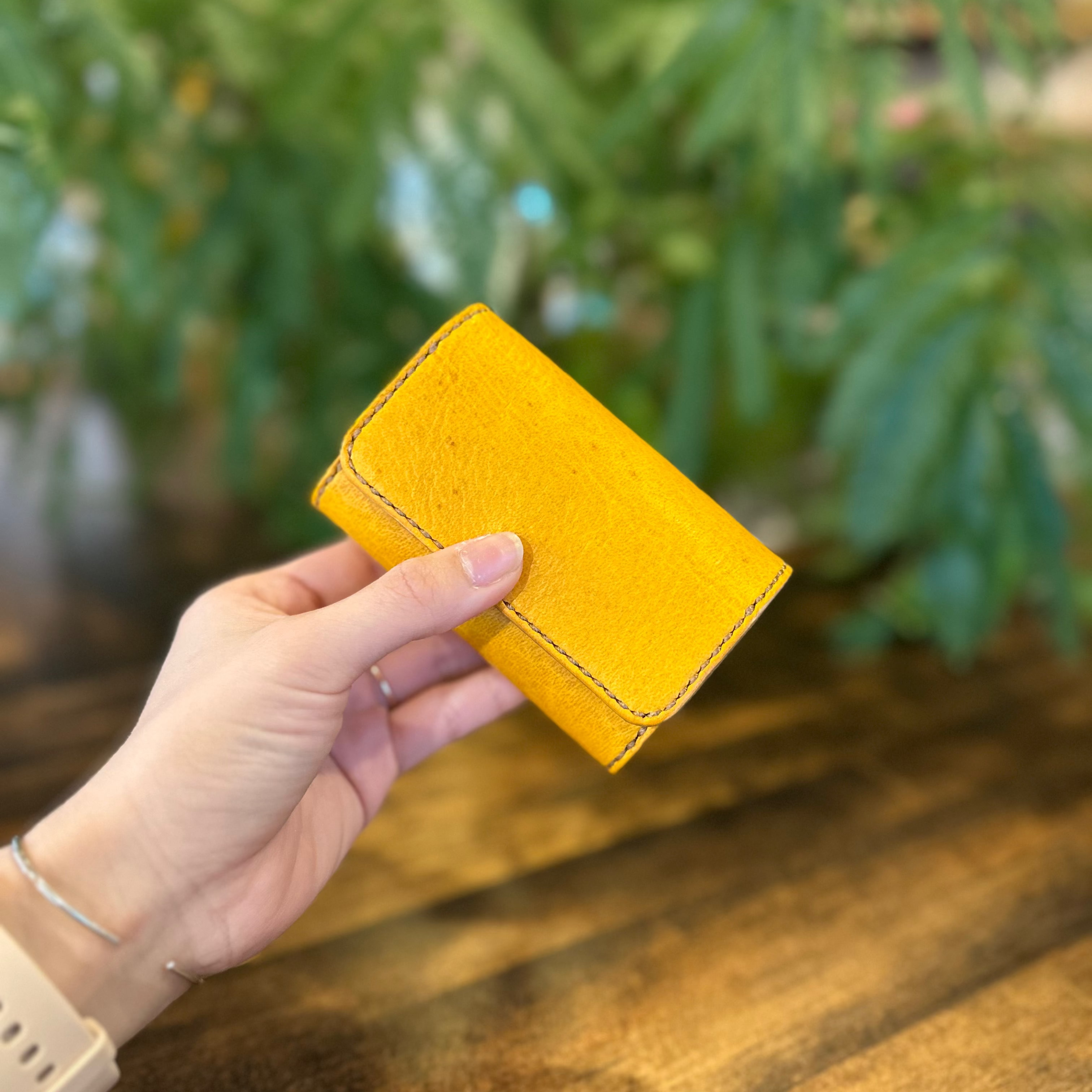 【屋久鹿革】おさいふキーケース/イエロー