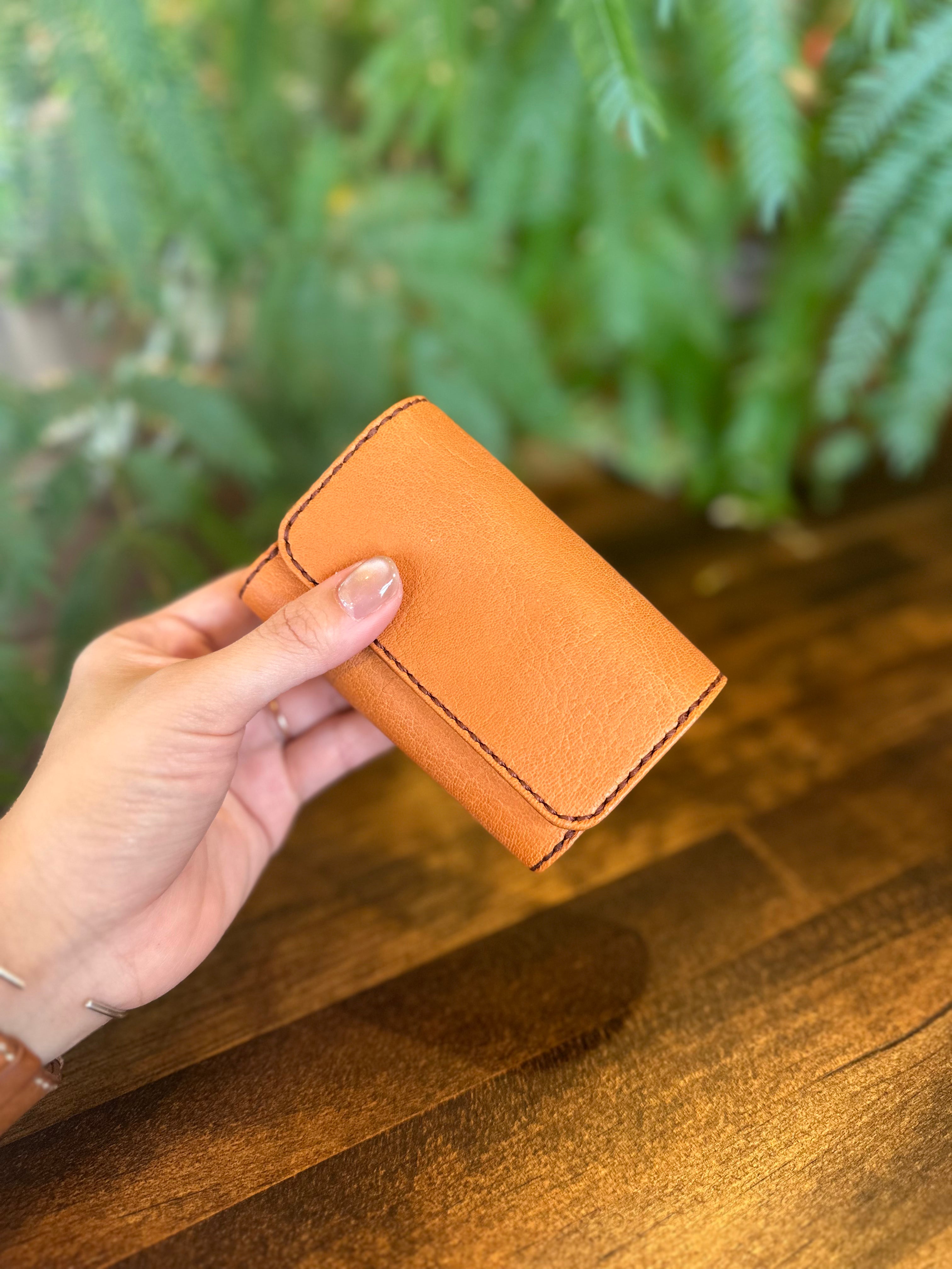 【屋久鹿革】おさいふキーケース(キャメル×ブラウン)