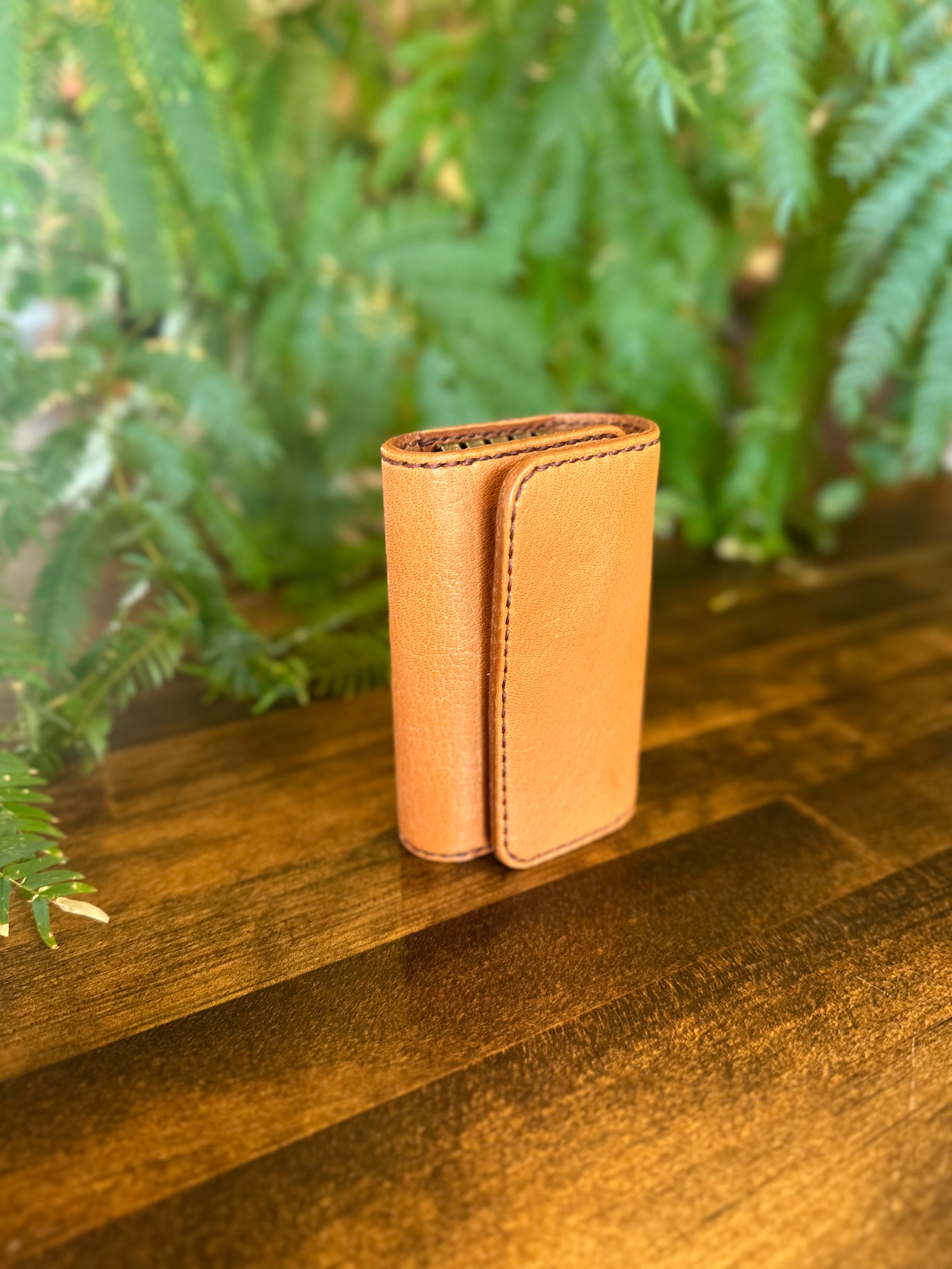 【屋久鹿革】おさいふキーケース(キャメル×ブラウン)