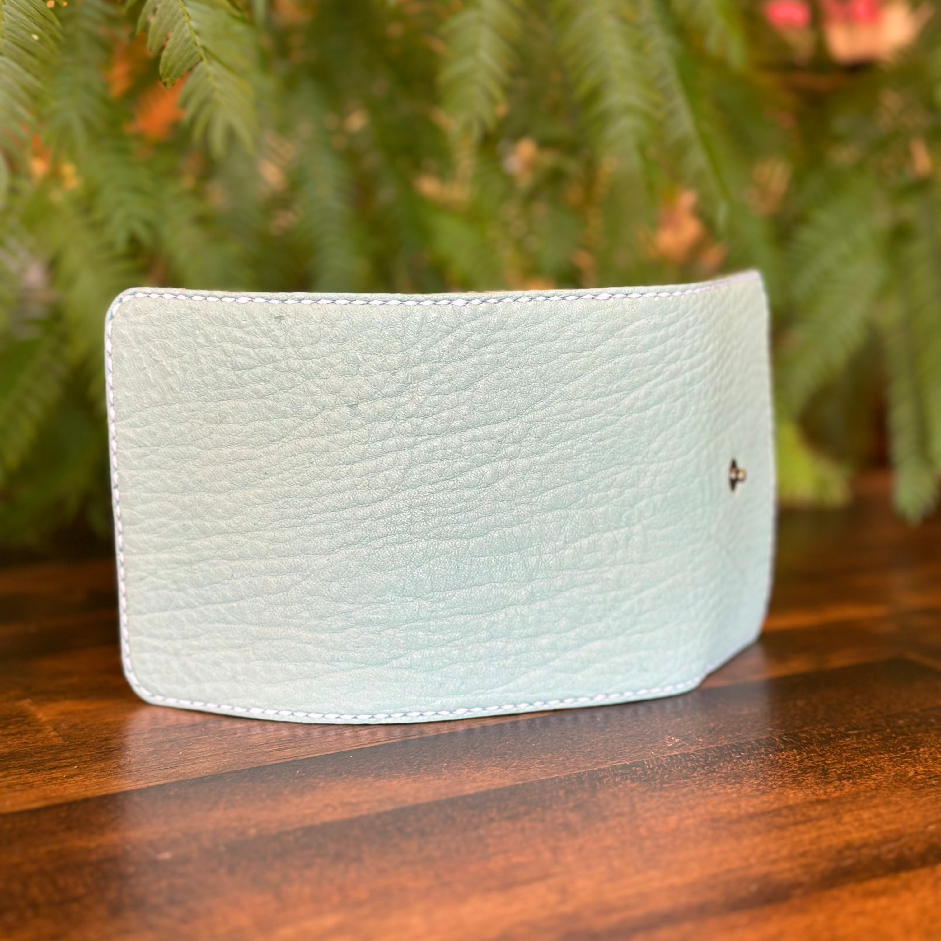 【屋久鹿革】おさいふキーケース/ターコイズ×ホワイト