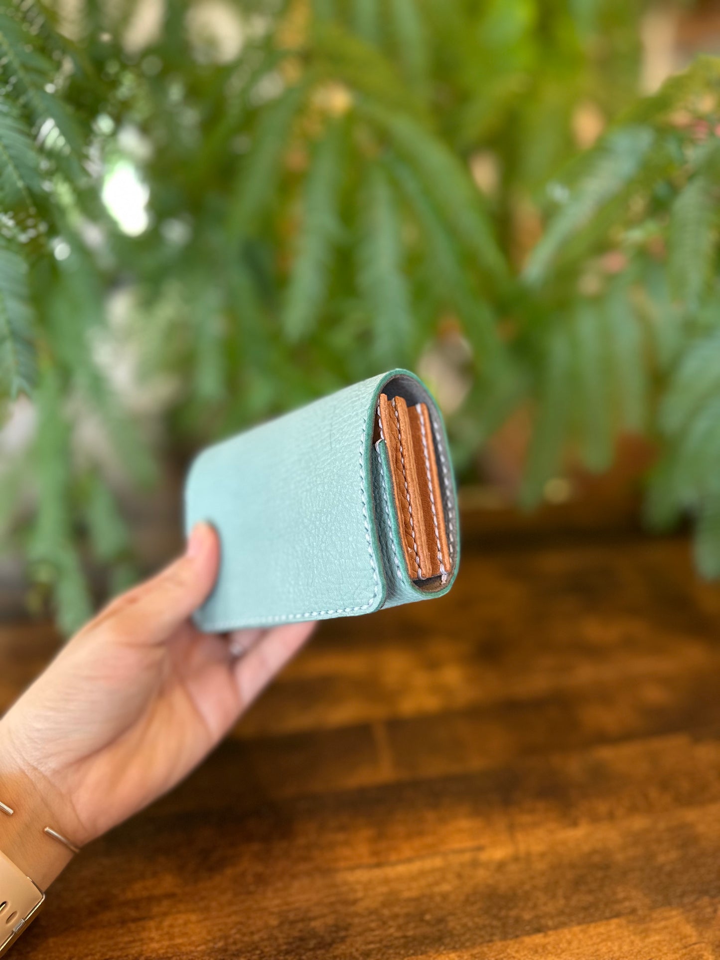 Small wallet (turquoise x light camel)