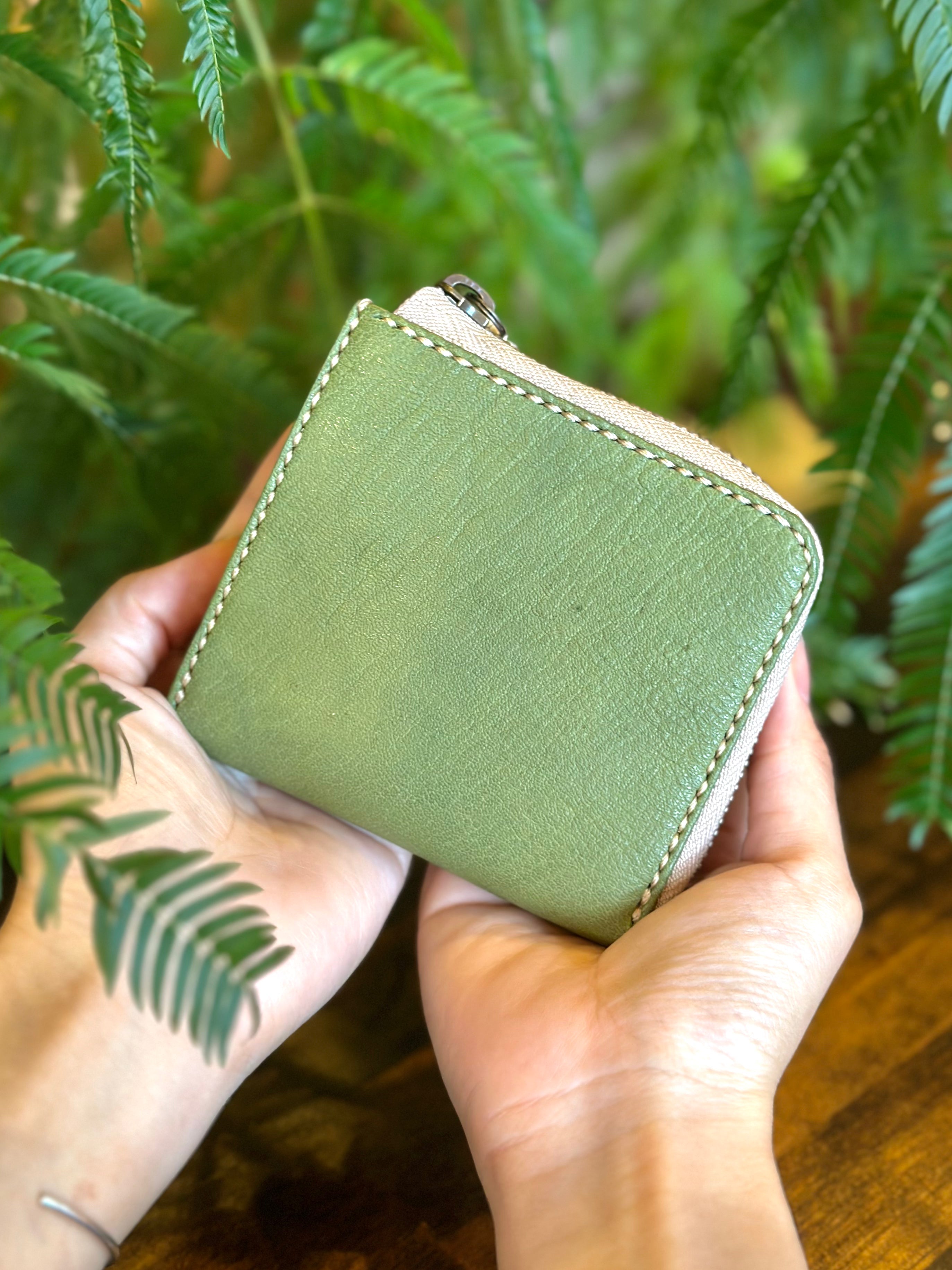 【屋久鹿革】究極の島財布(苔色)