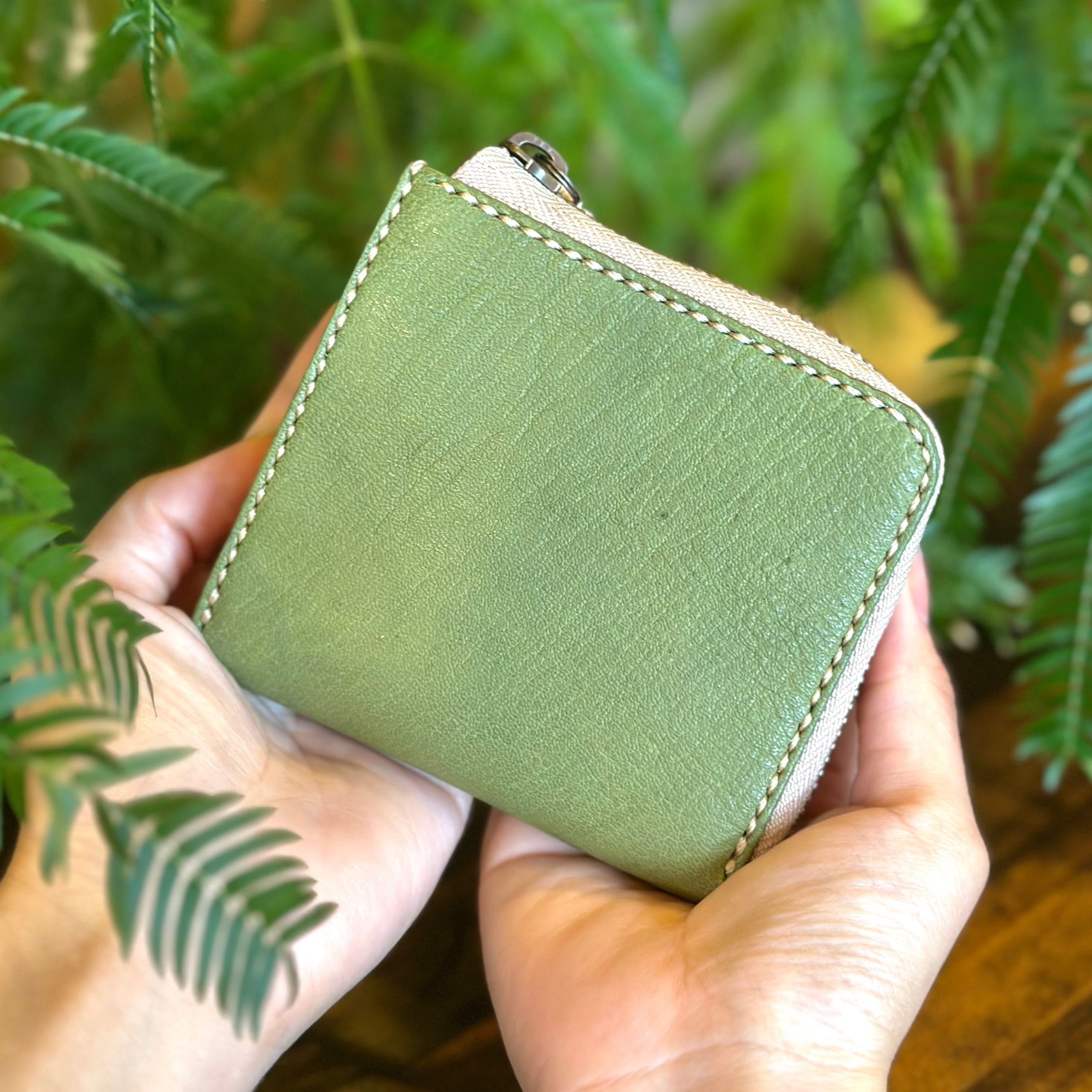 【屋久鹿革】究極の島財布(苔色)