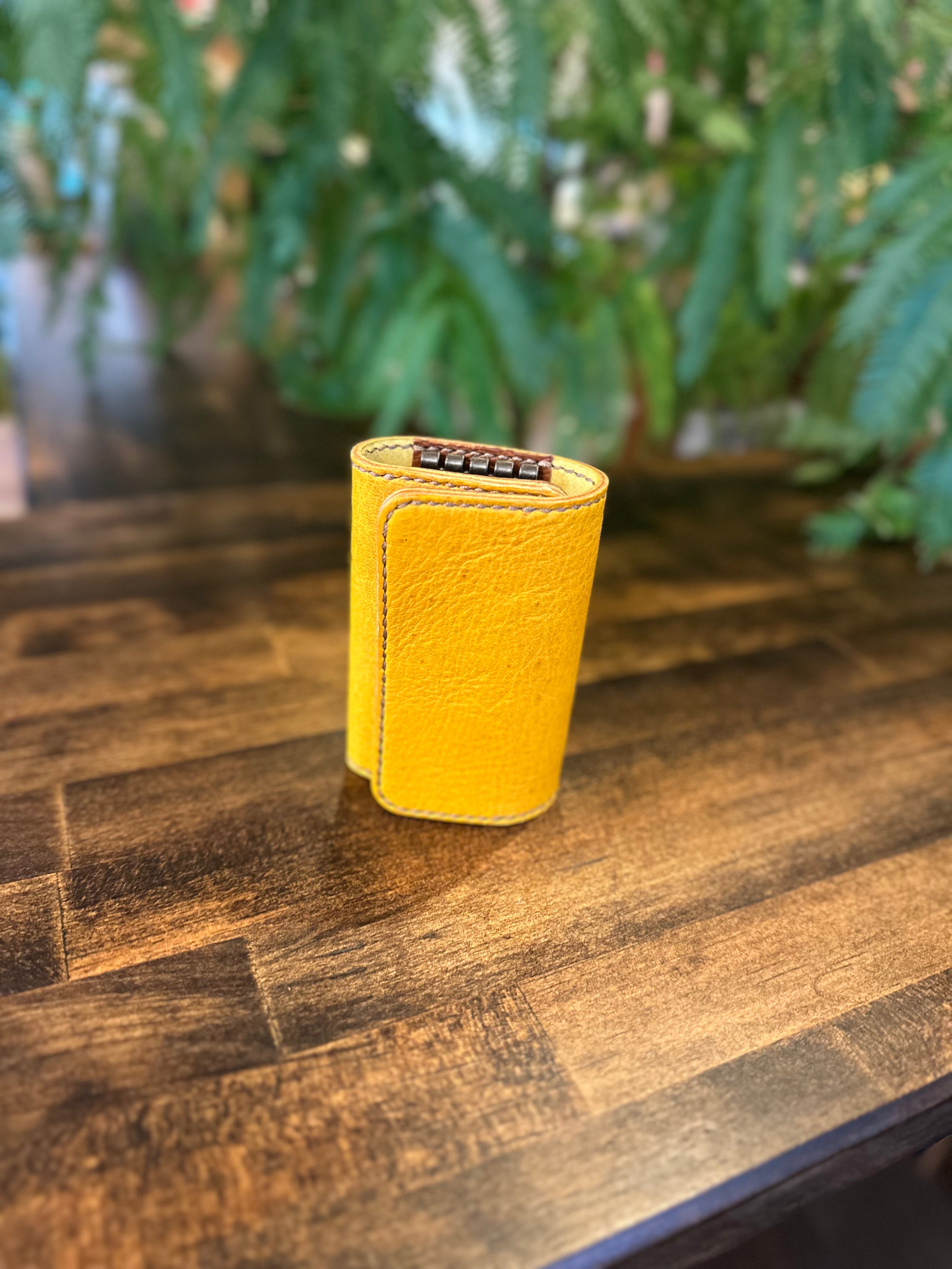 【屋久鹿革】おさいふキーケース・イエロー