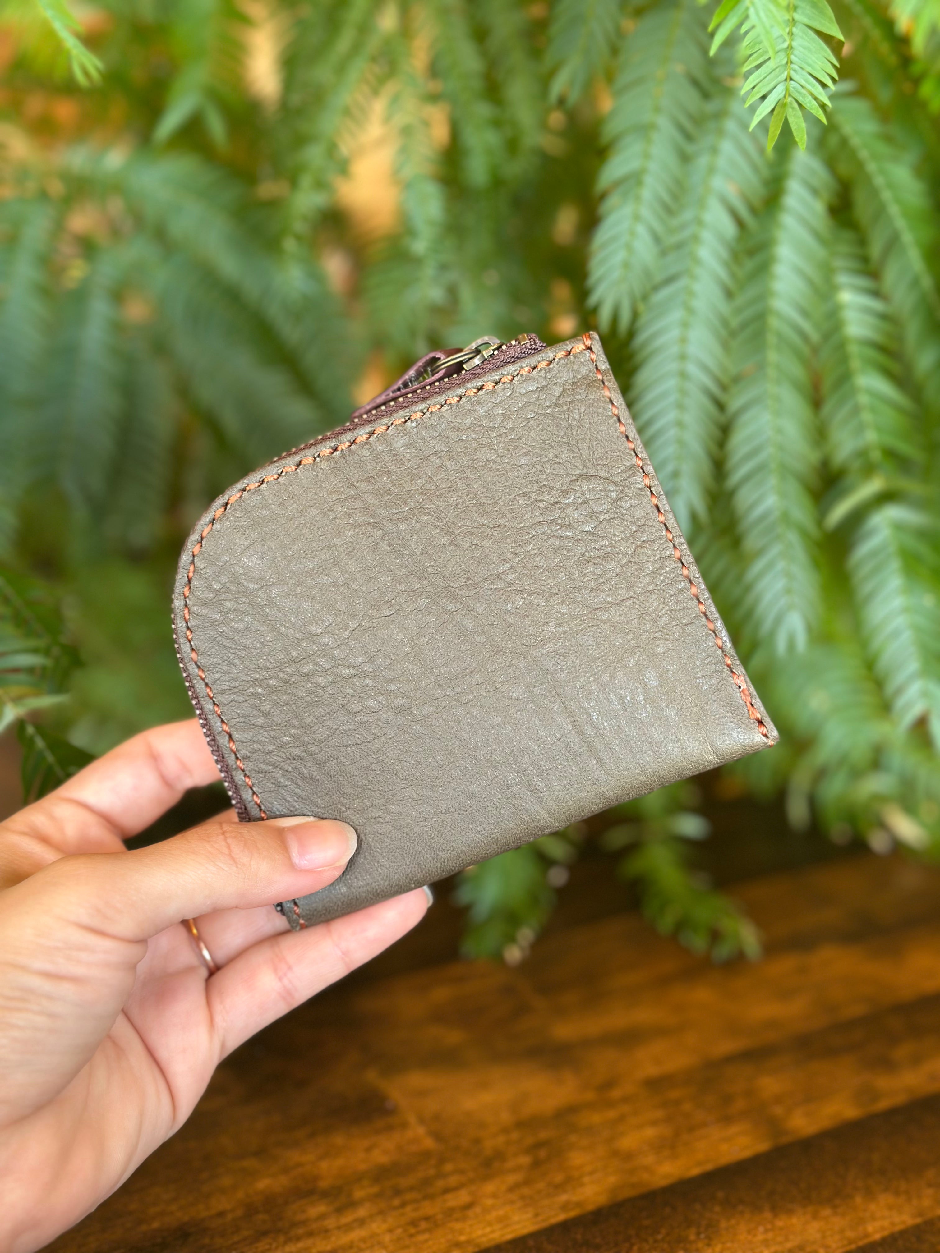 【屋久鹿革】島財布・カーキ