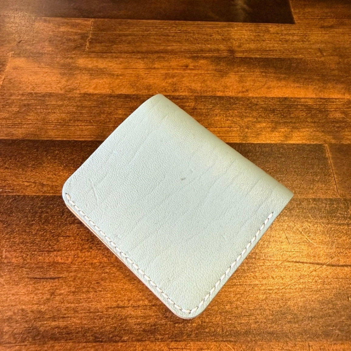 【屋久鹿革】家計管理Wallet/ターコイズ×ライトキャメル/カード2枚×コインケース/オス鹿首周り