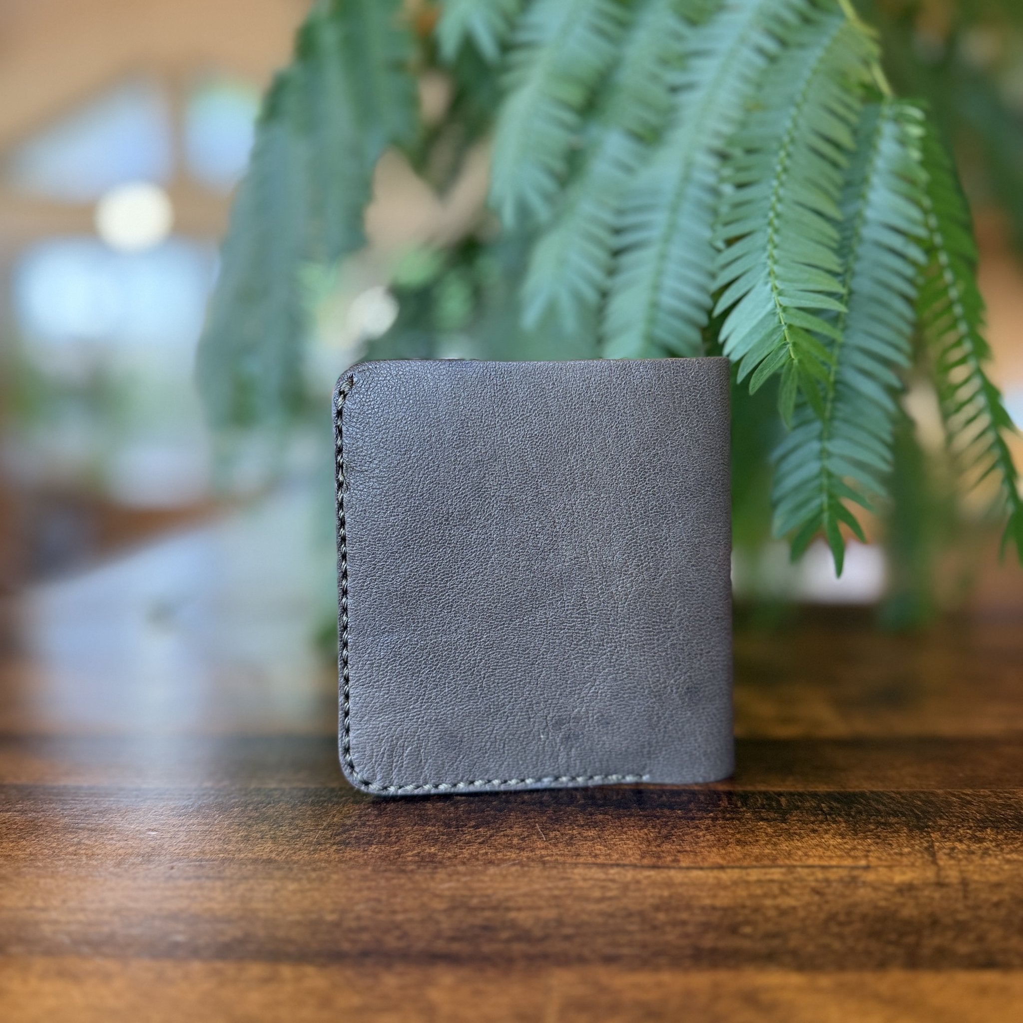 【屋久鹿革】家計管理Wallet/チャコール×ブラック×ダークグリーン
