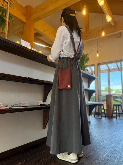 スマホサコッシュ・栃木レザー×屋久鹿レザー(ワイン)