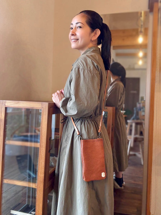 サコッシュ・京鹿革×屋久鹿のツノ（ブラウン）