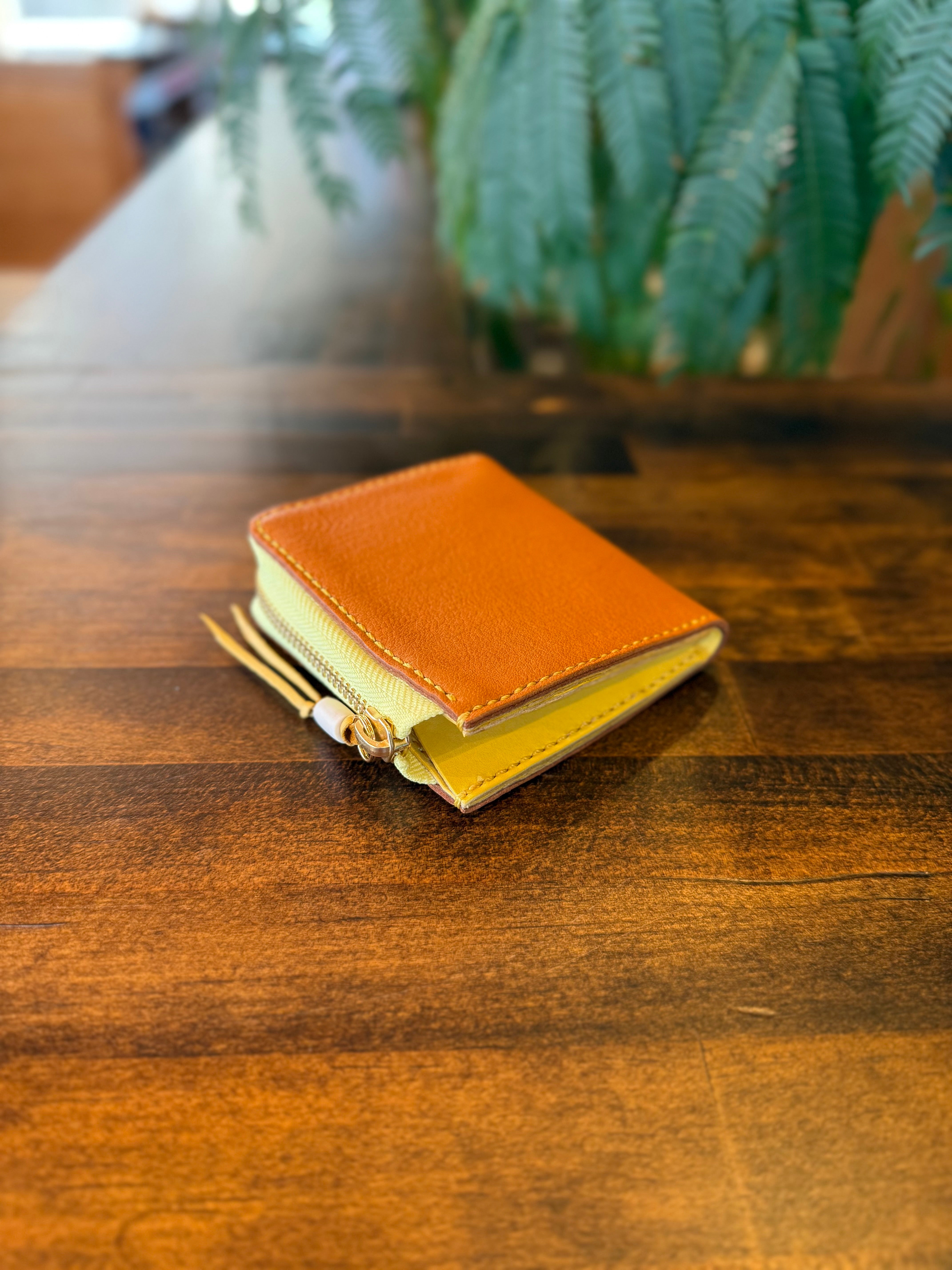 【屋久鹿革】究極の島財布(キャメル×レモン)