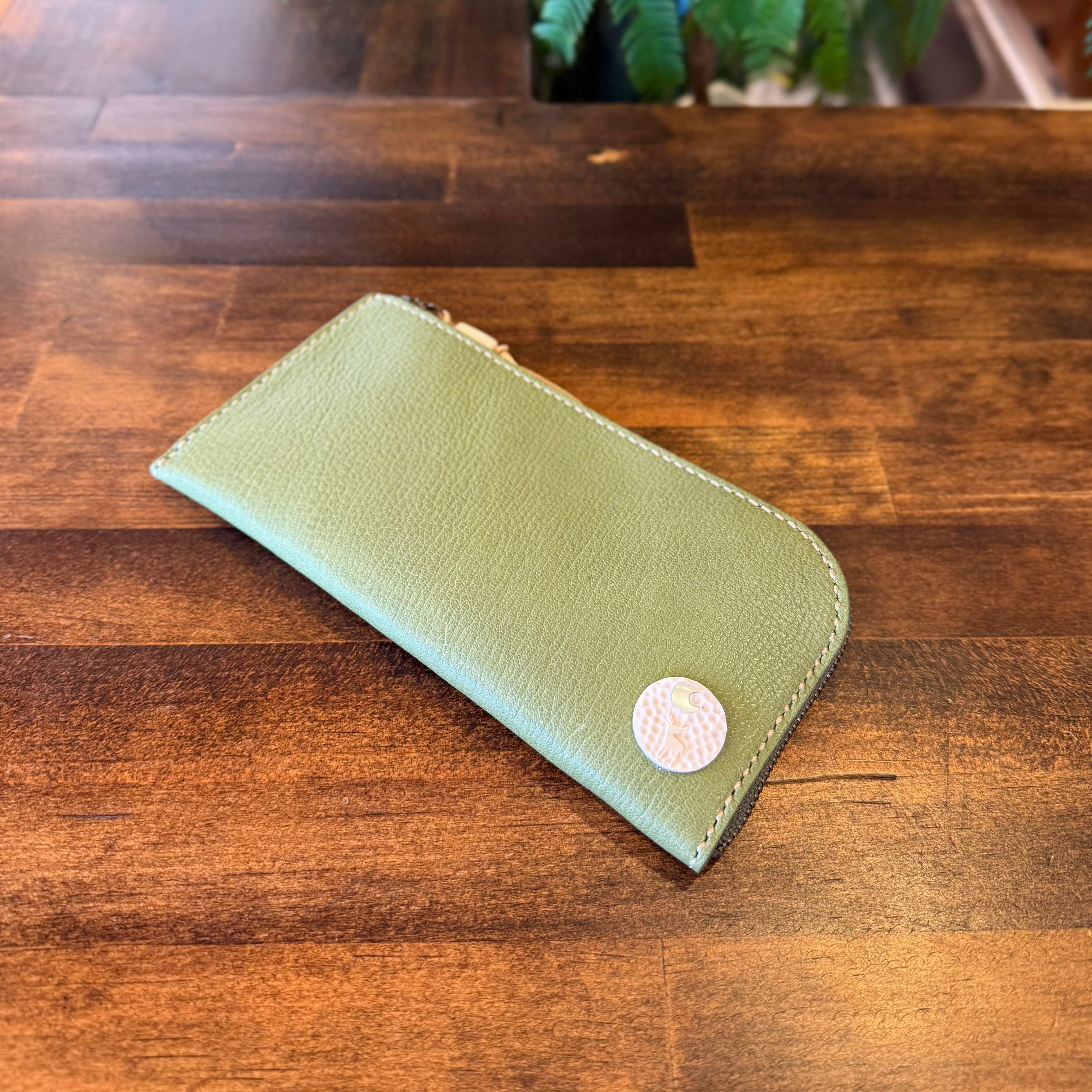【屋久鹿革】島財布セミロング（苔色）
