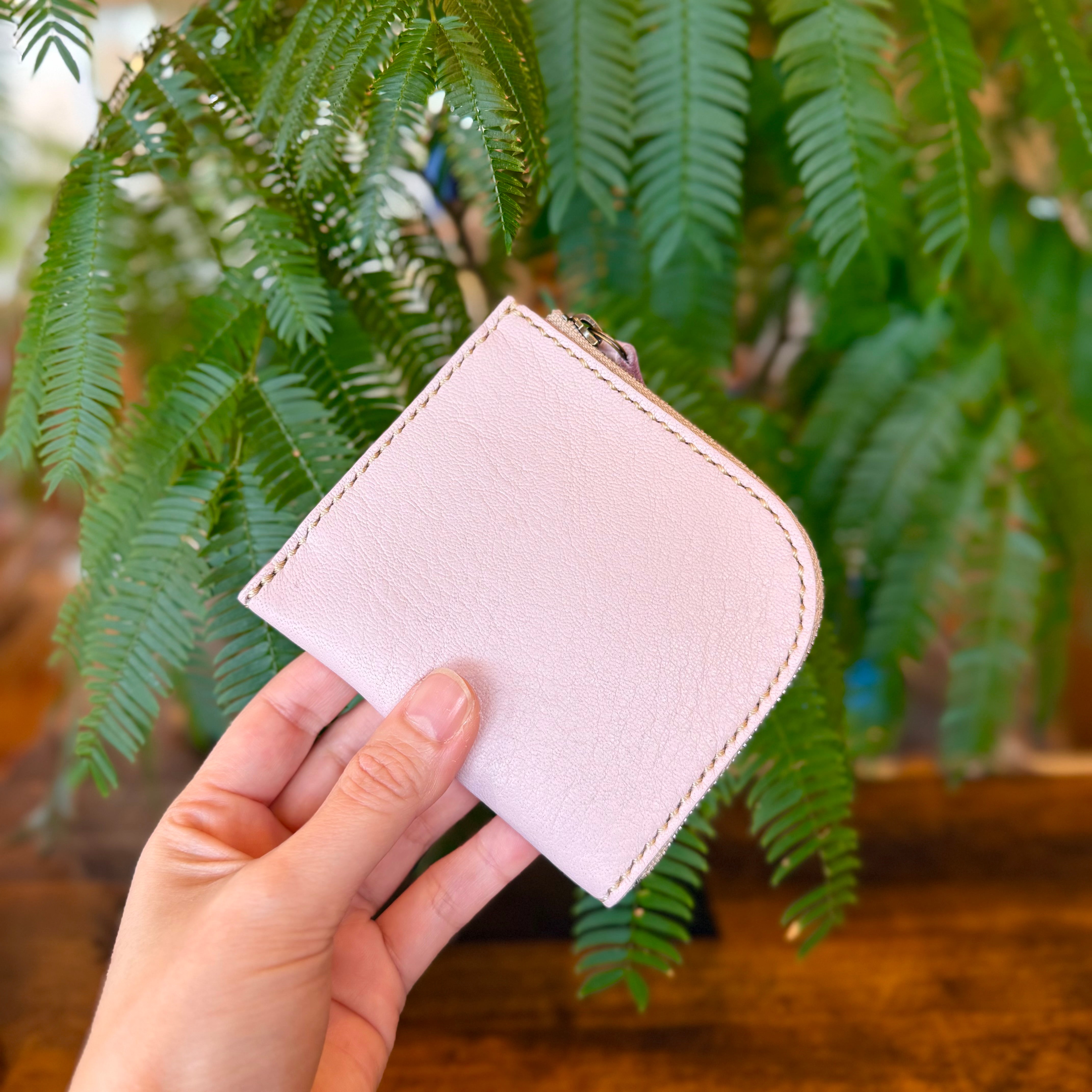 【屋久鹿革】島財布／くすみピンク