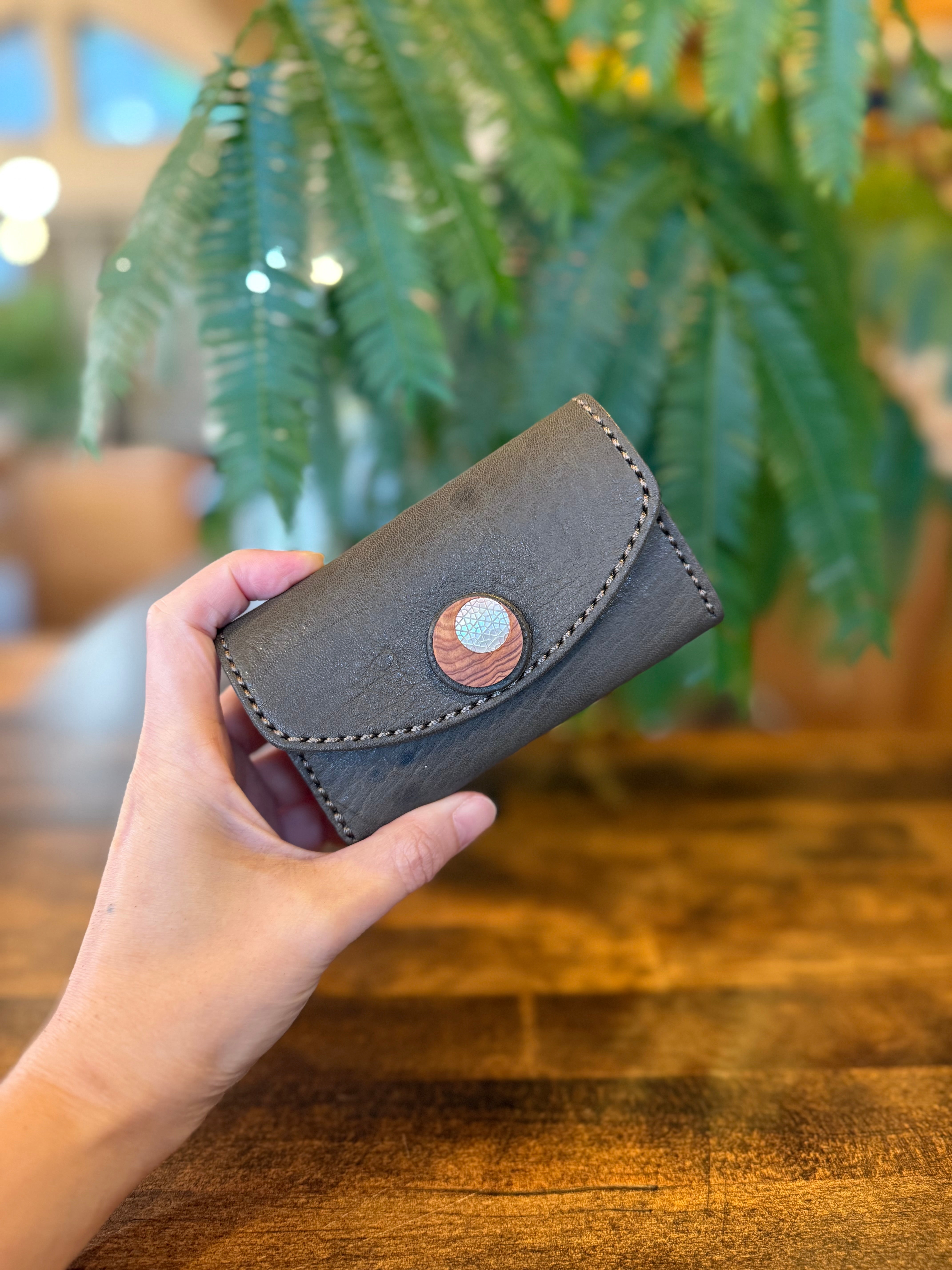 【屋久鹿革】おさいふ名刺入れ (屋久杉×夜光貝)