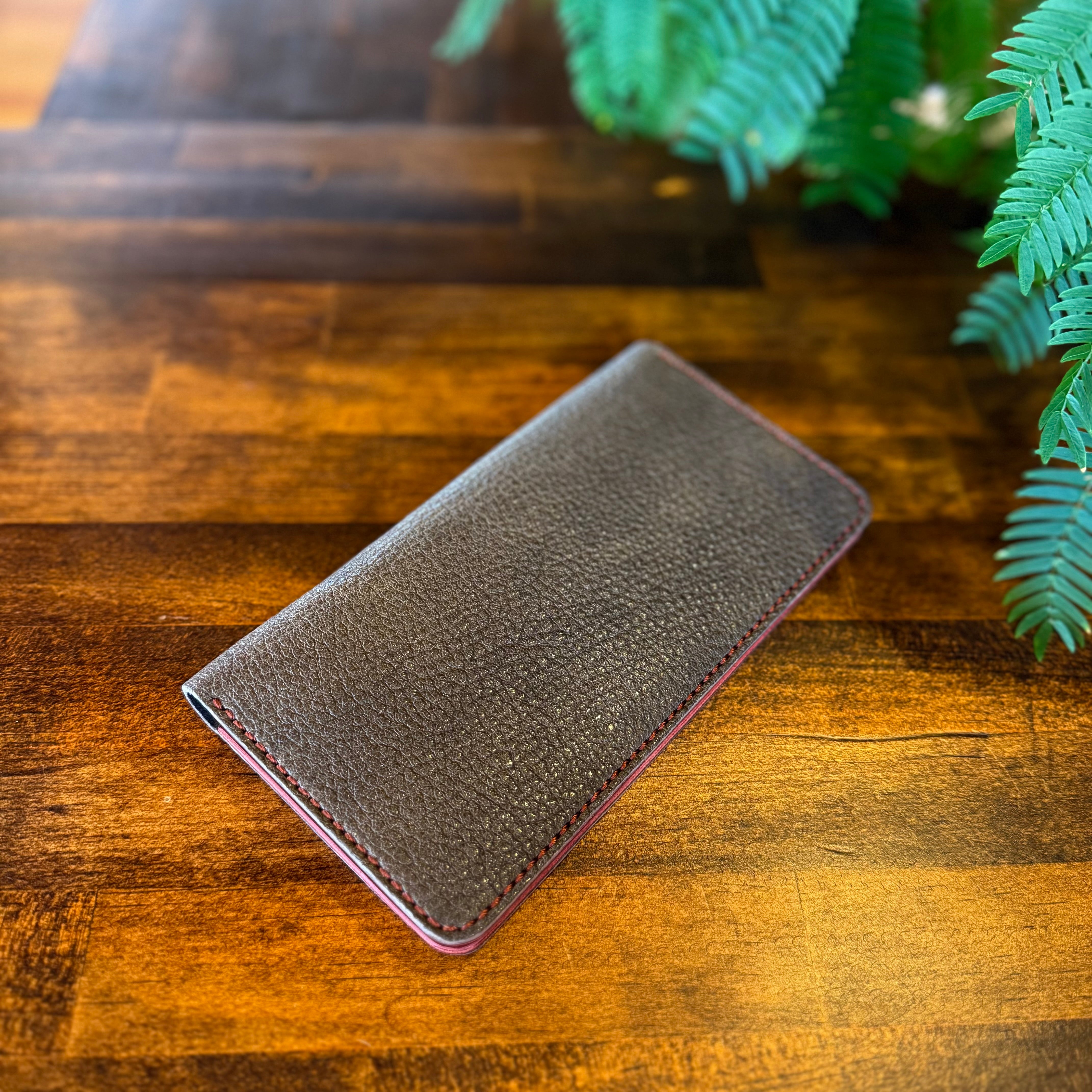 【屋久鹿革】スマートウォレット（カーキ×ワイン）