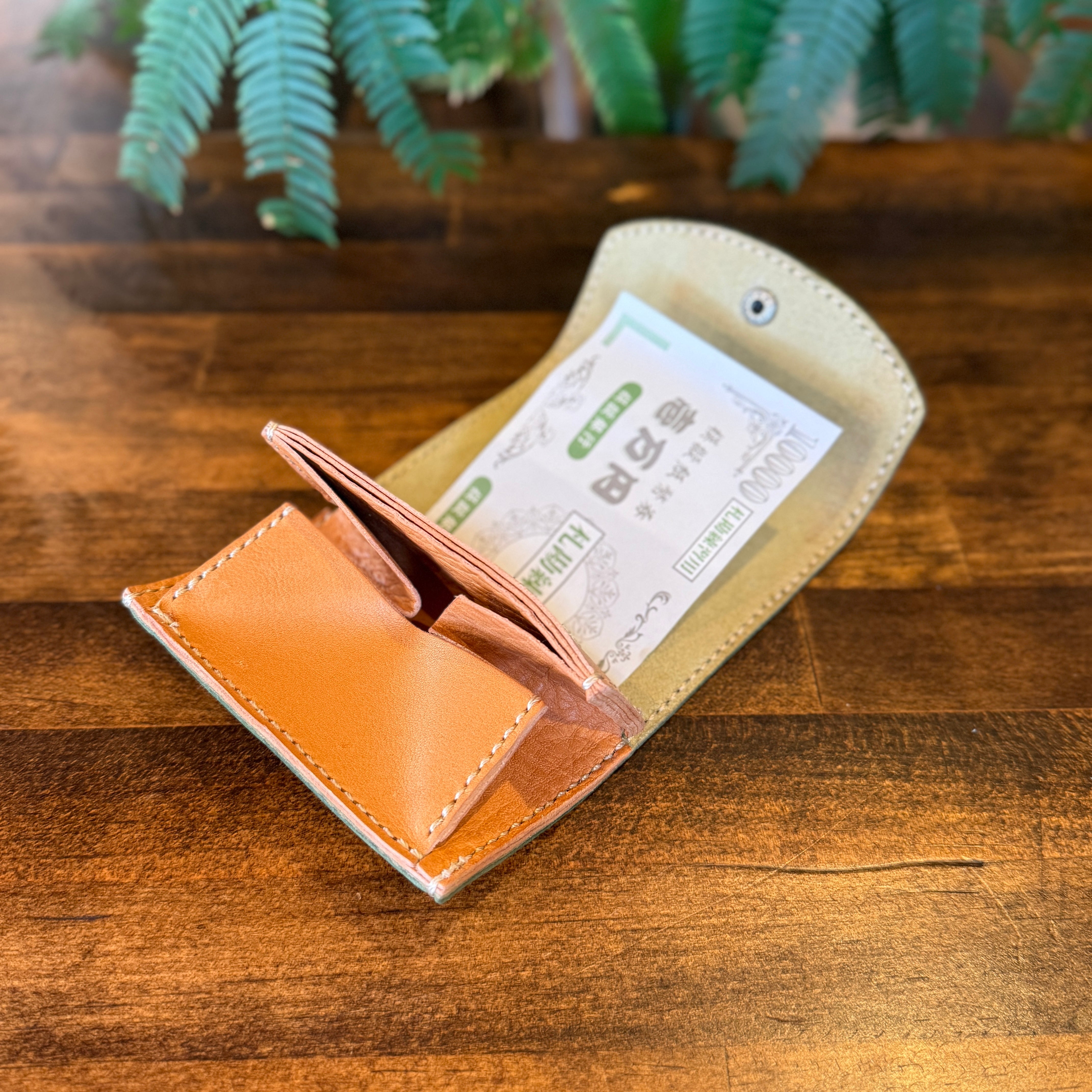 【屋久鹿革】究極のこぢんまり財布／苔色