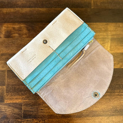 Sea turtle long wallet (undyed x ice blue)