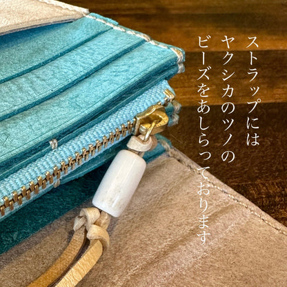 Sea turtle long wallet (undyed x ice blue)