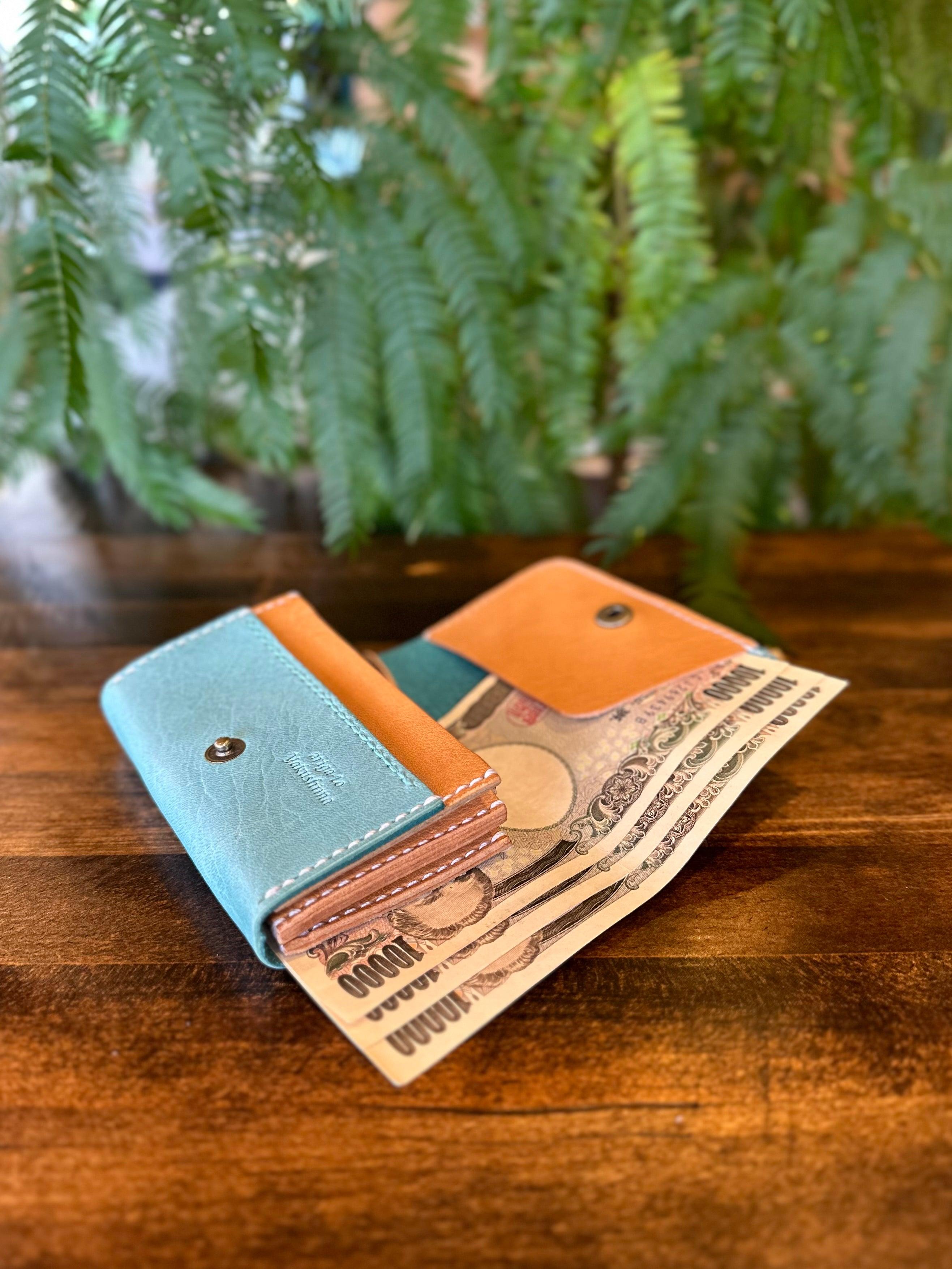 【屋久鹿革】こぢんまり財布(ターコイズ)