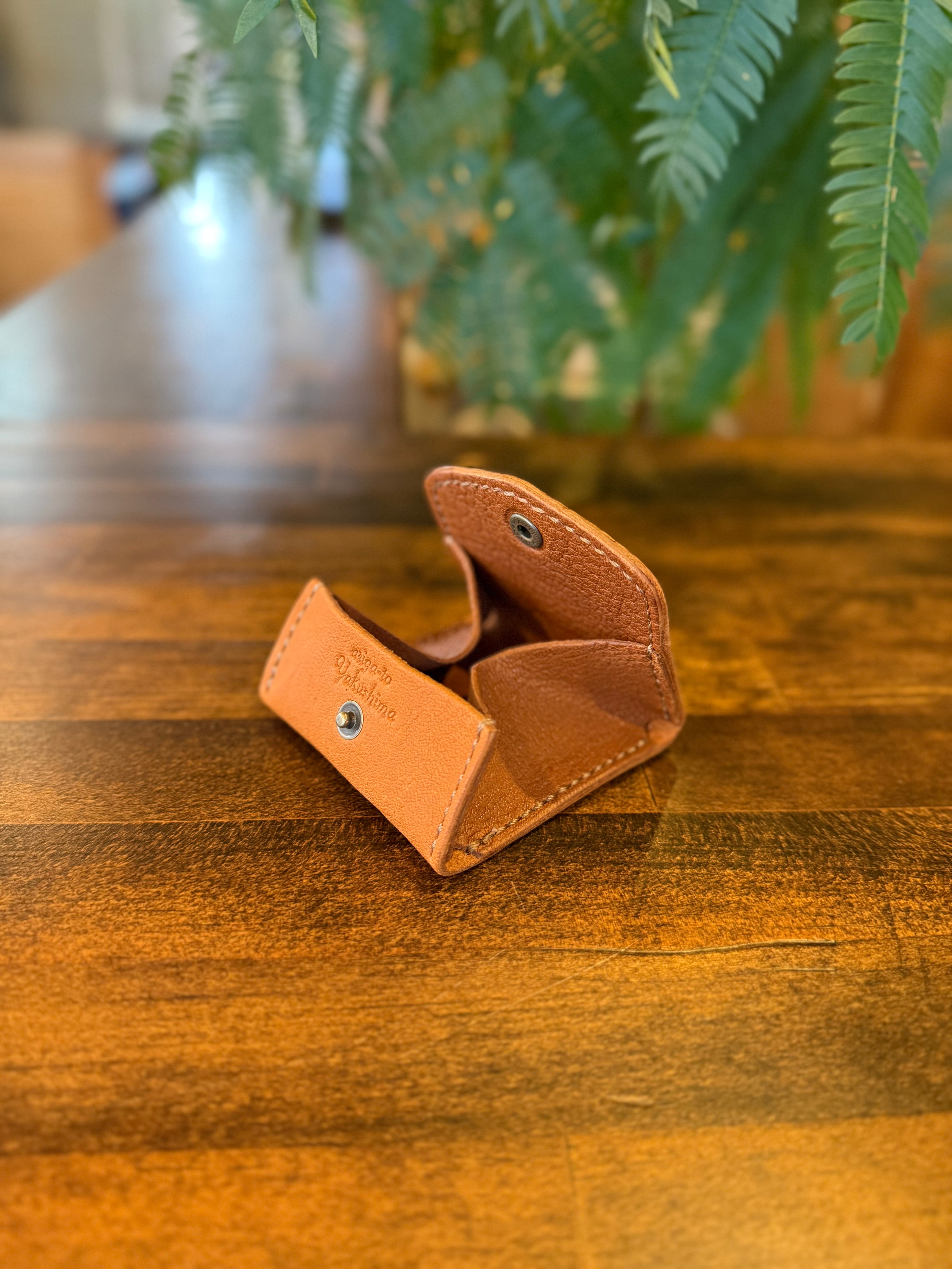 【屋久鹿革×京鹿革】BOX型コインケース(キャメル）