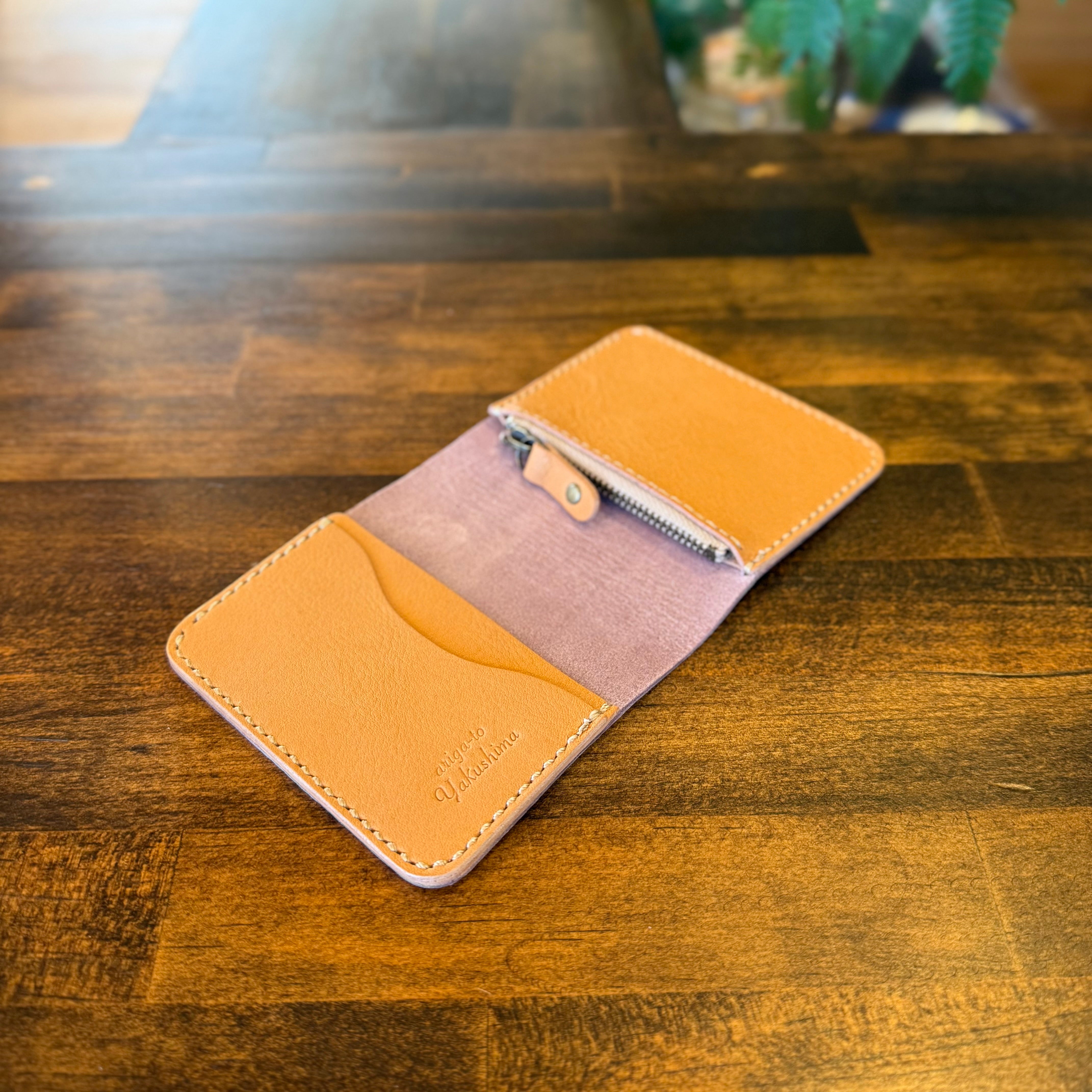 【屋久鹿革】家計管理Wallet（くすみピンク）