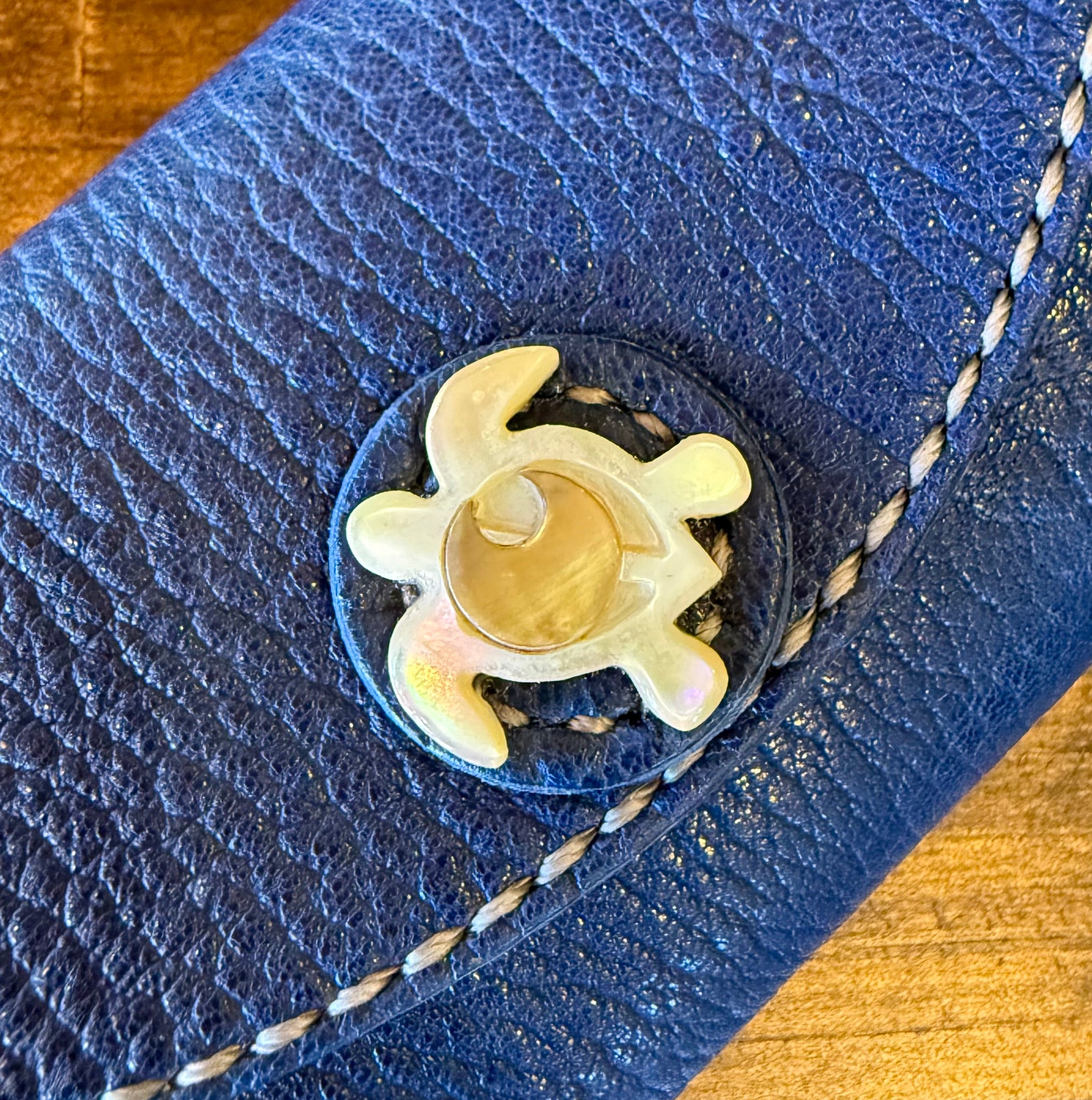 【京鹿革】おさいふ名刺入れ (ウミガメ・ブルー)