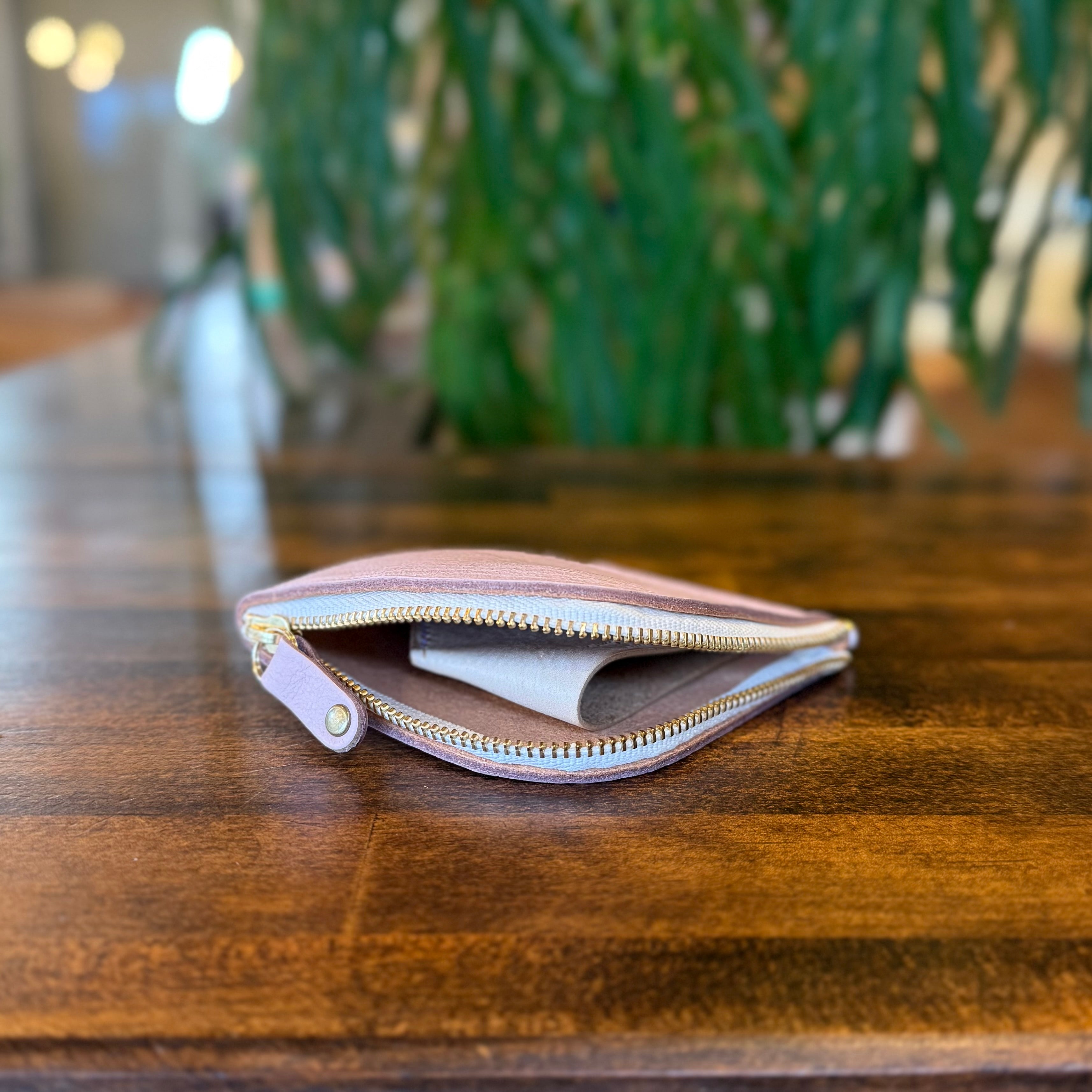 【屋久鹿革】島財布／くすみピンク