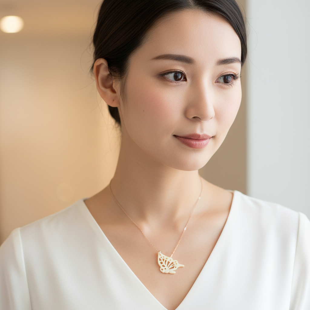 夜光貝の蝶々ネックレス