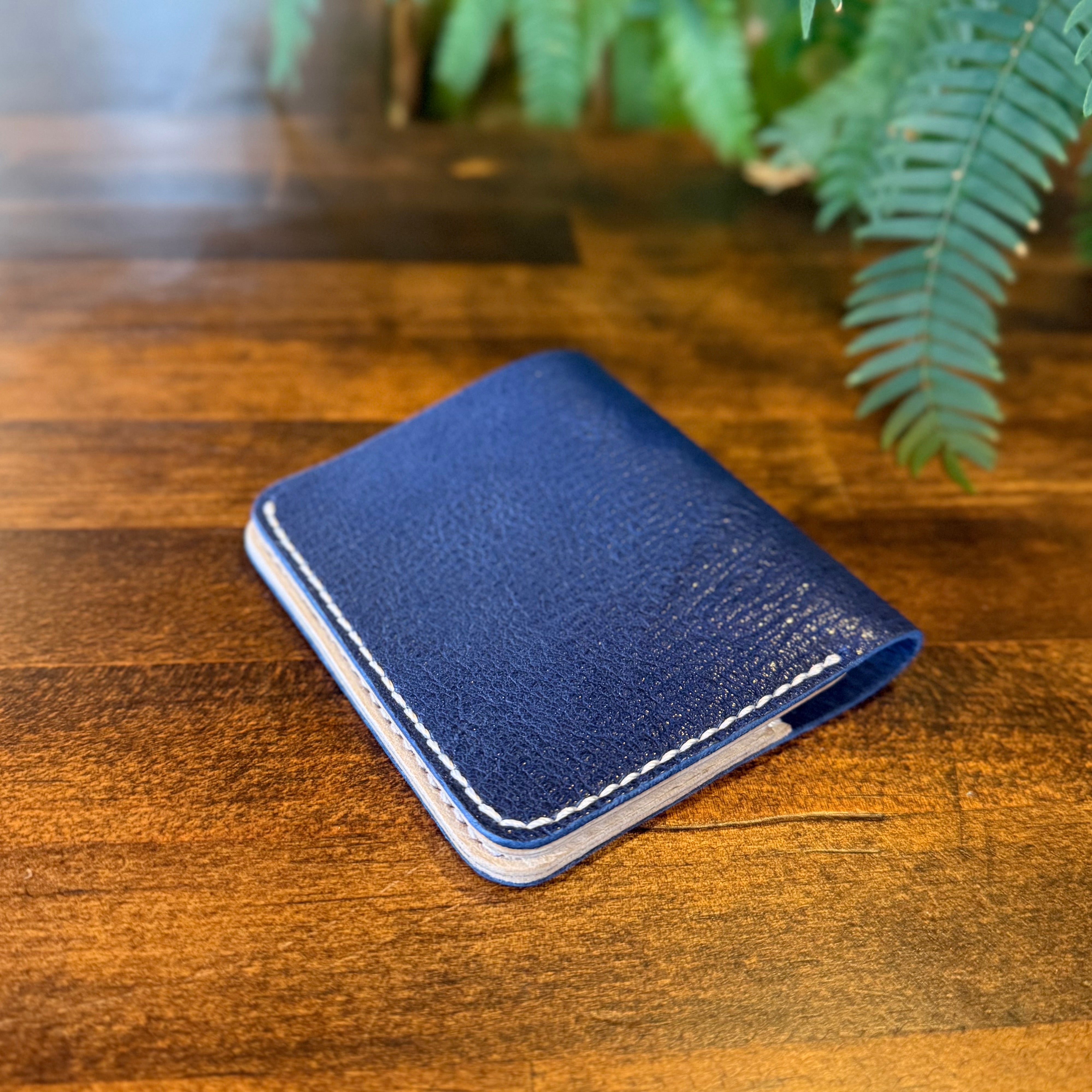【蝦夷鹿革】家計管理Wallet(ブルー)