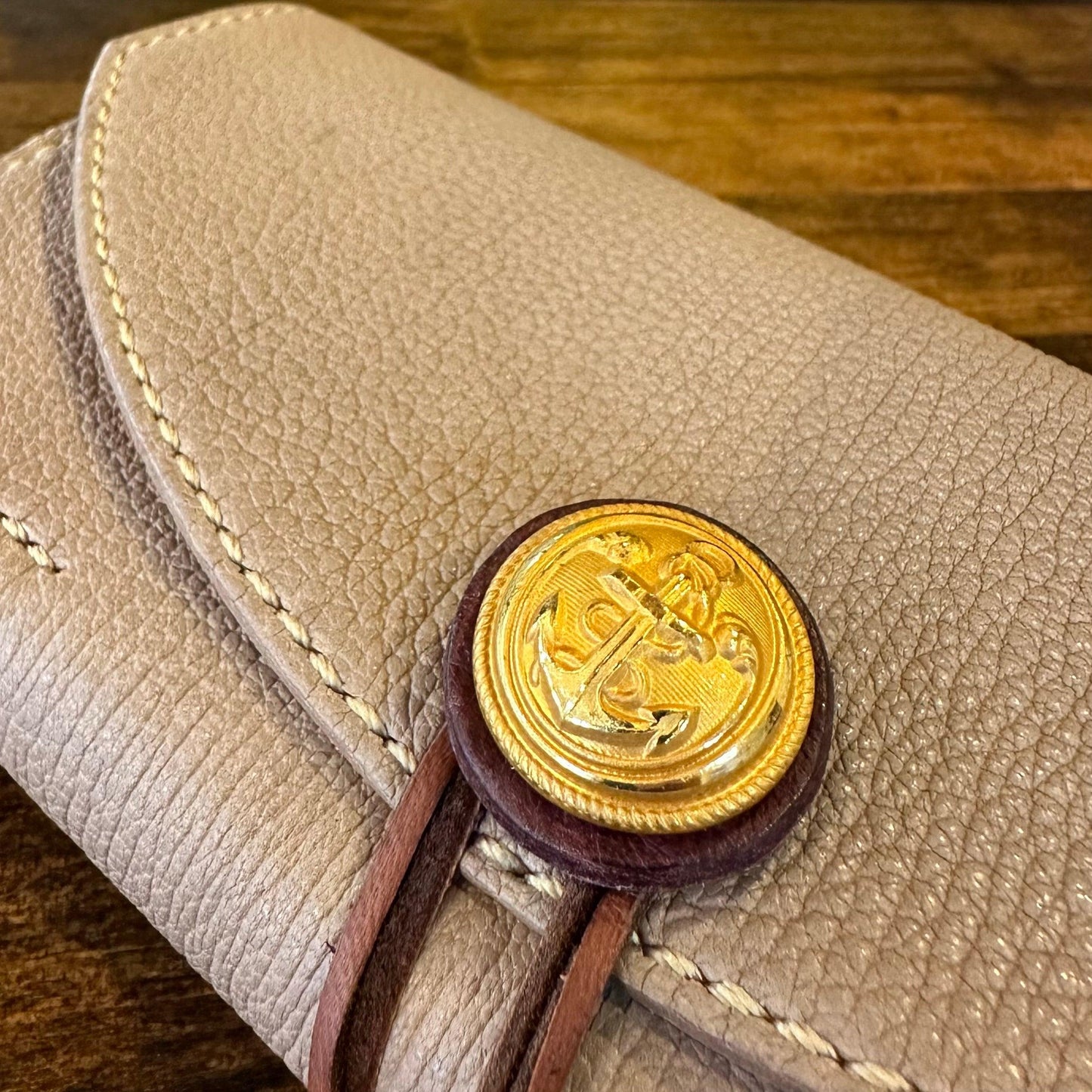 Navy Antique Button Wallet