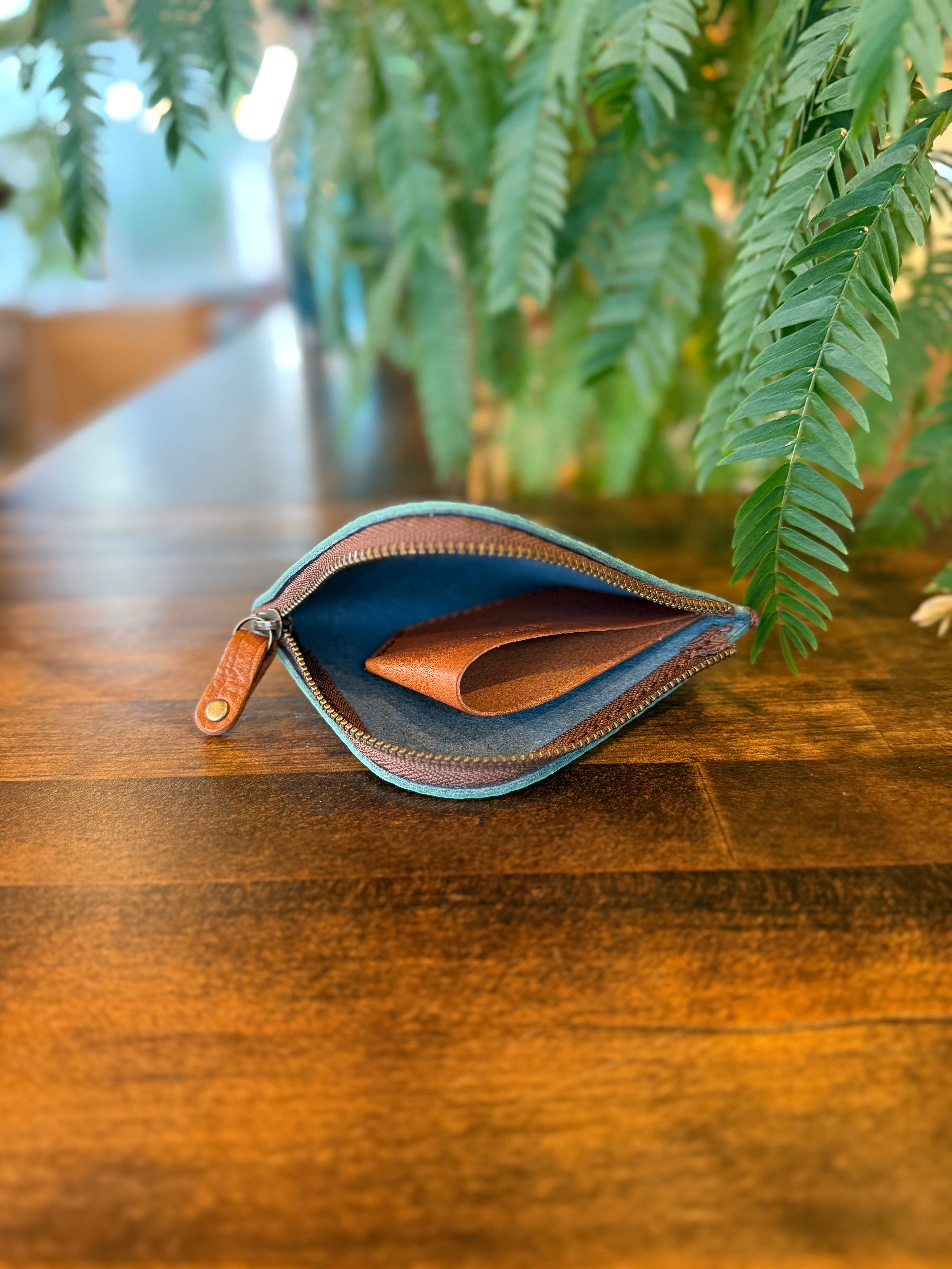 【屋久鹿革】島財布・ターコイズ