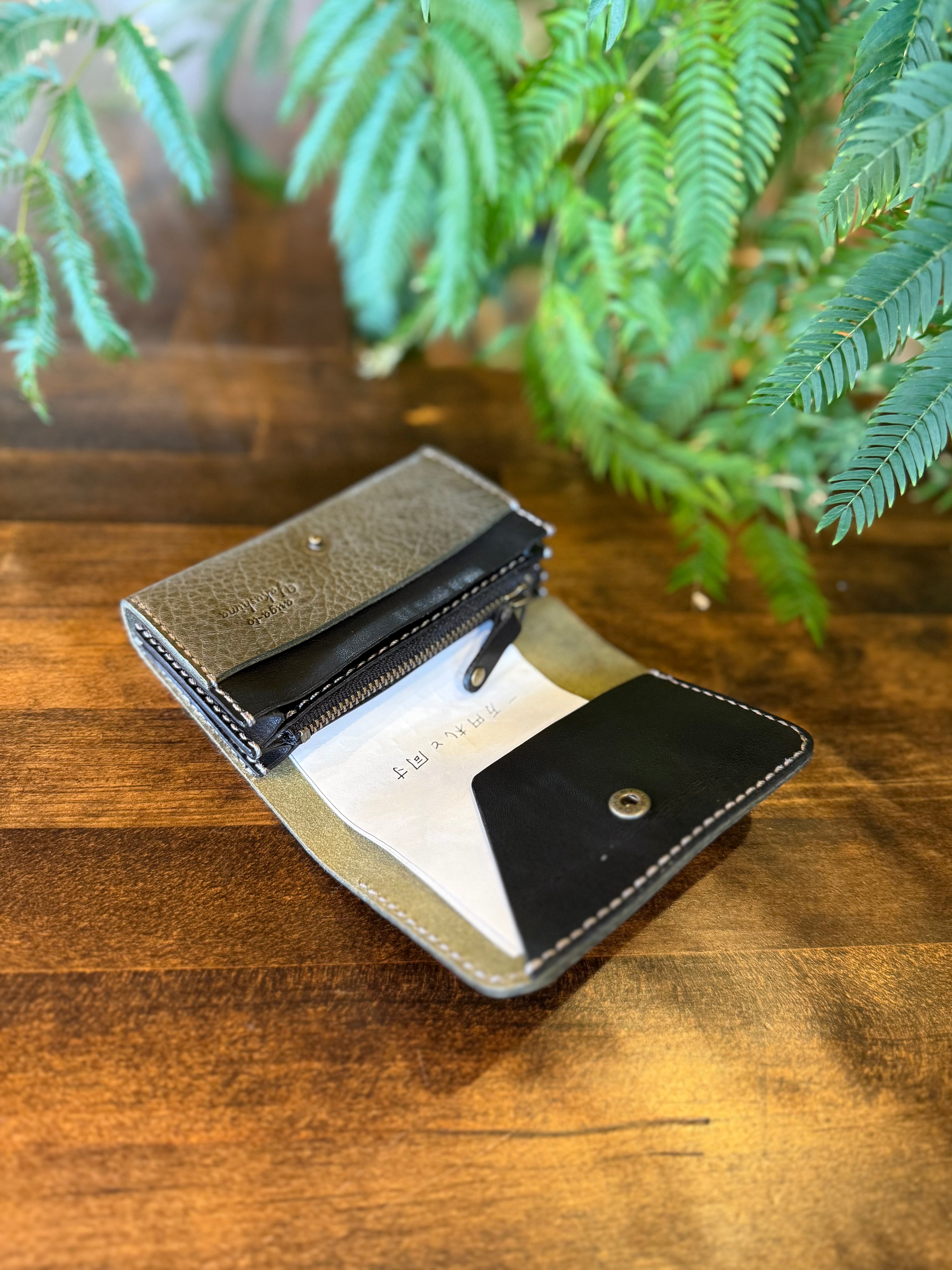 【屋久鹿革】こぢんまり財布(カーキ)