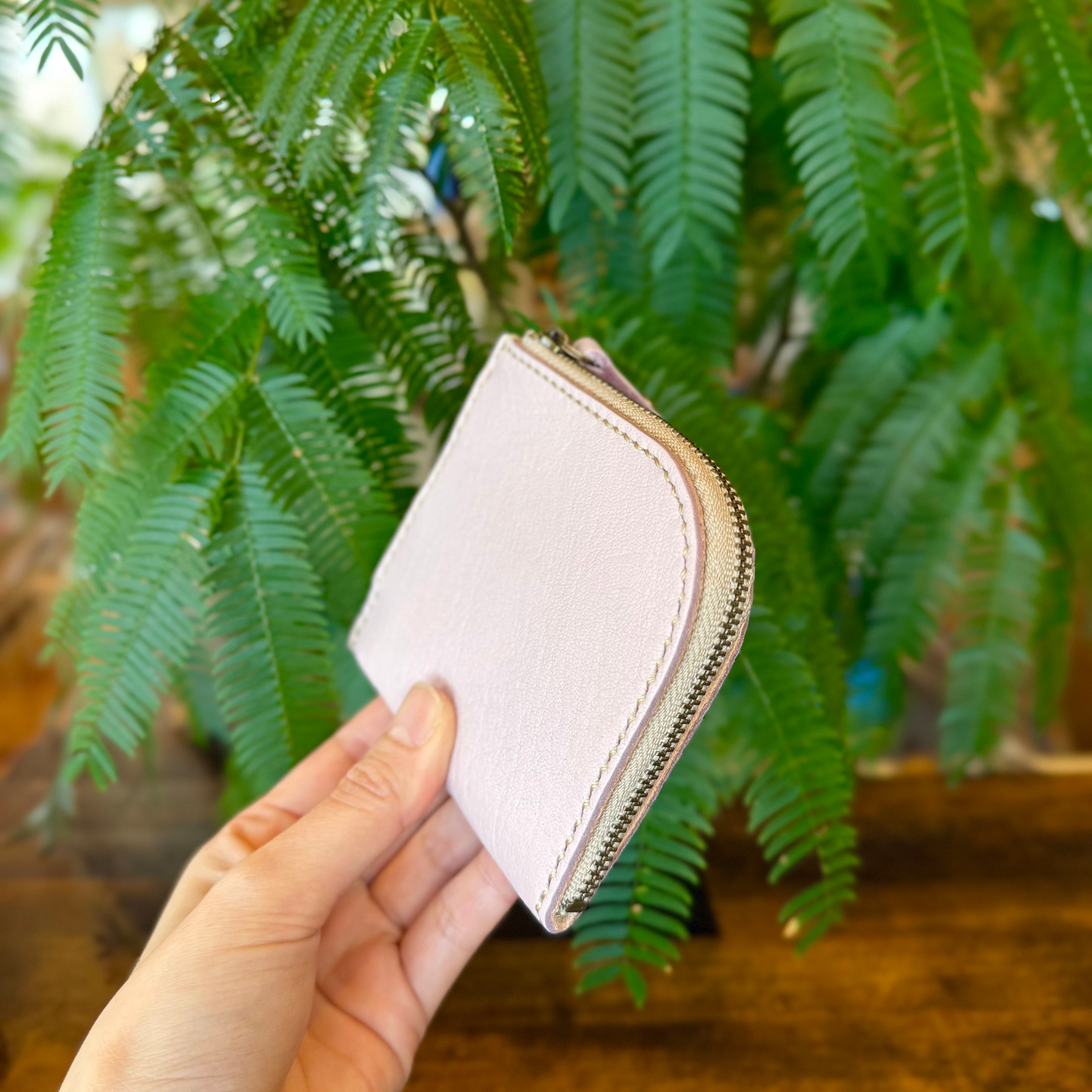 【屋久鹿革】島財布／くすみピンク