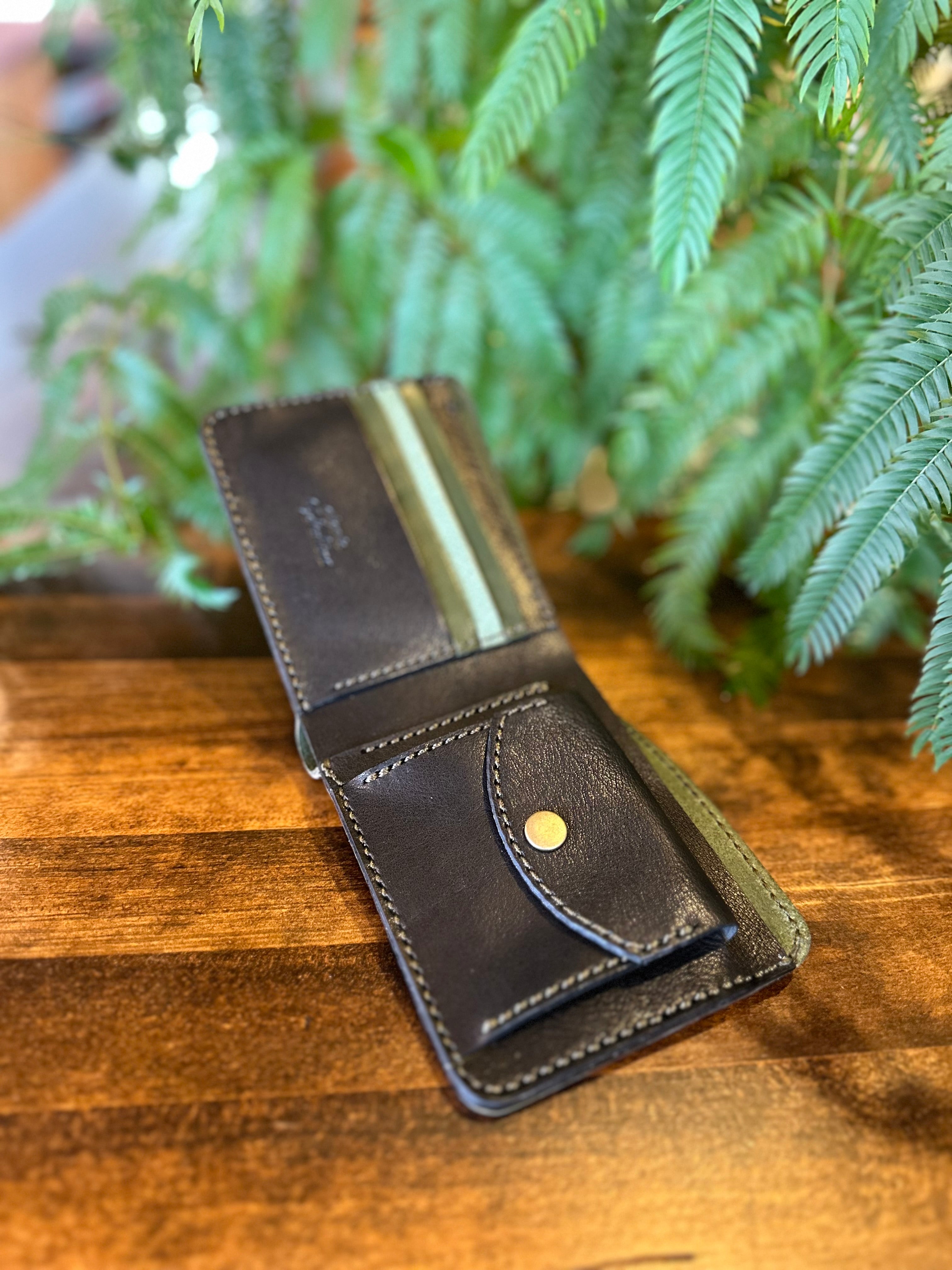 【屋久鹿革】二つ折り財布(夜森)