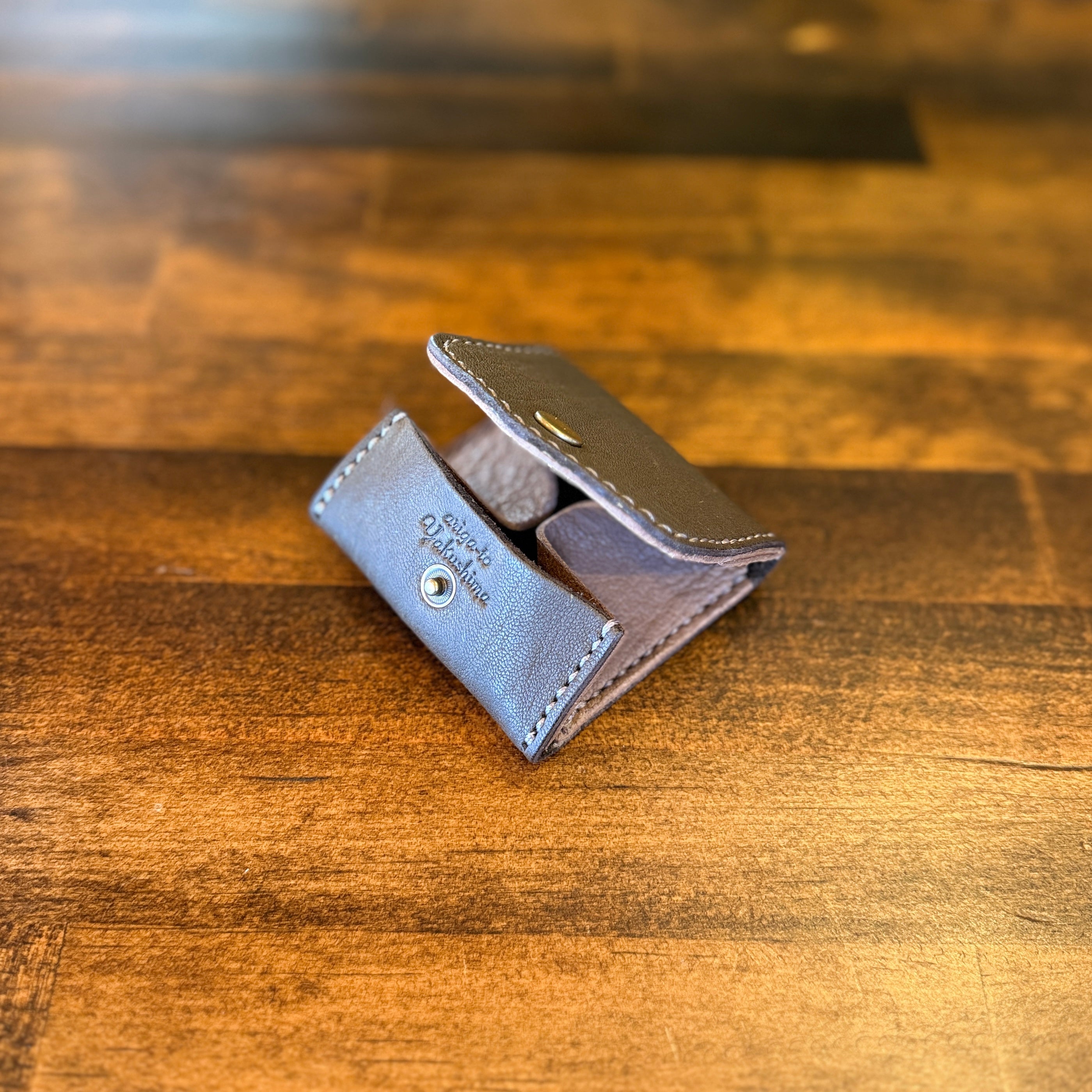 [Yakushika Leather x Kyojishika Leather] Box Coin Purse / Khaki