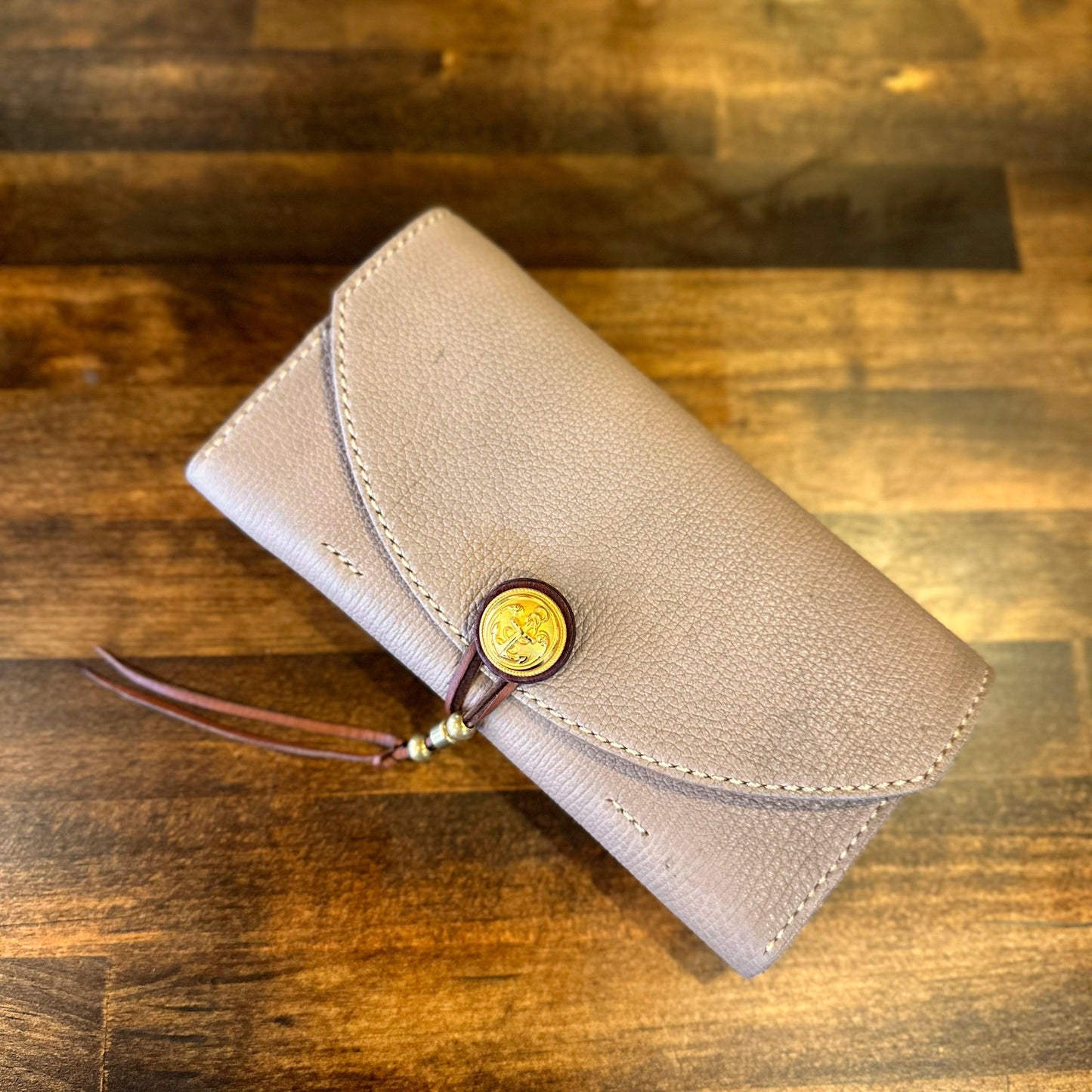 Navy Antique Button Wallet