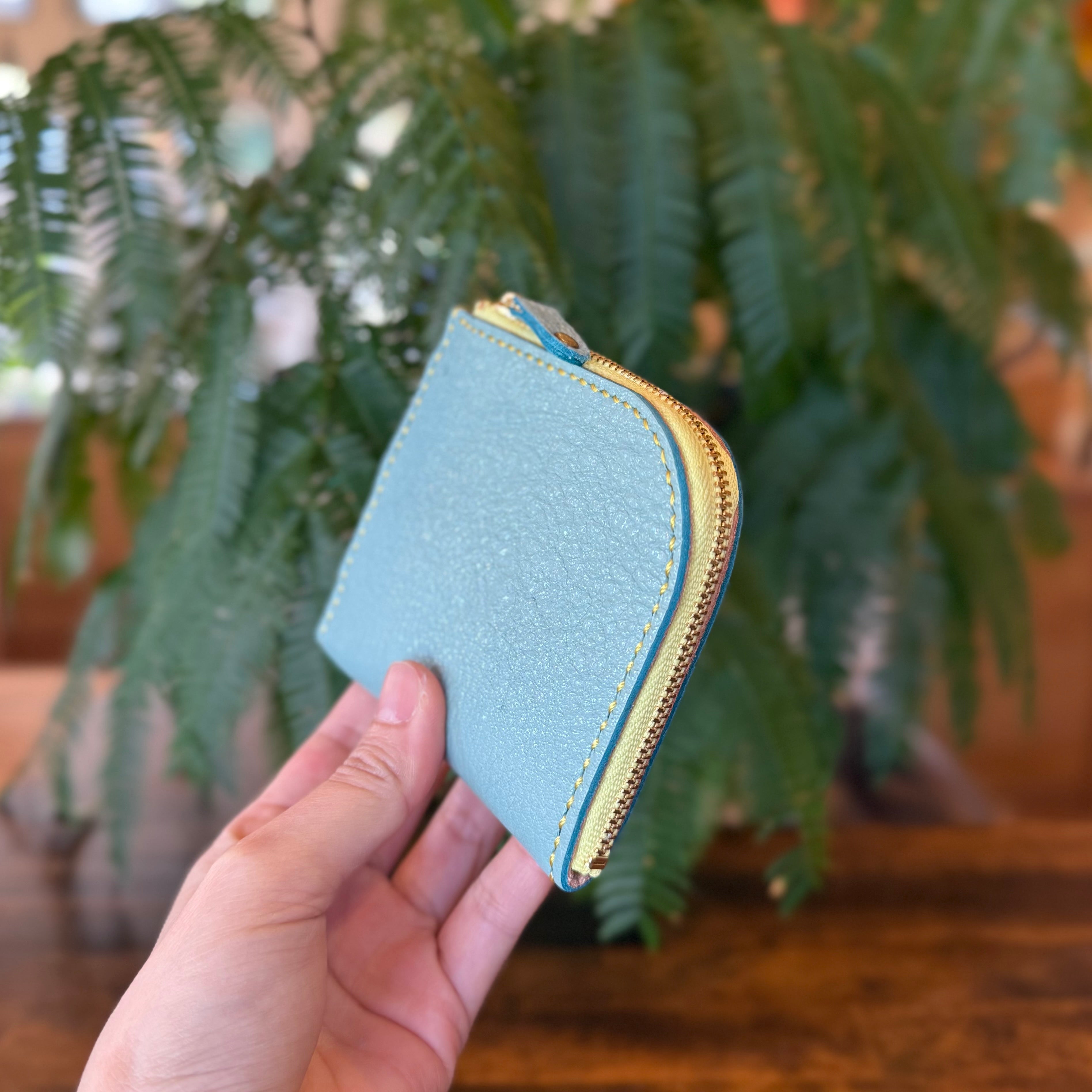 【屋久鹿革】島財布・ターコイズ